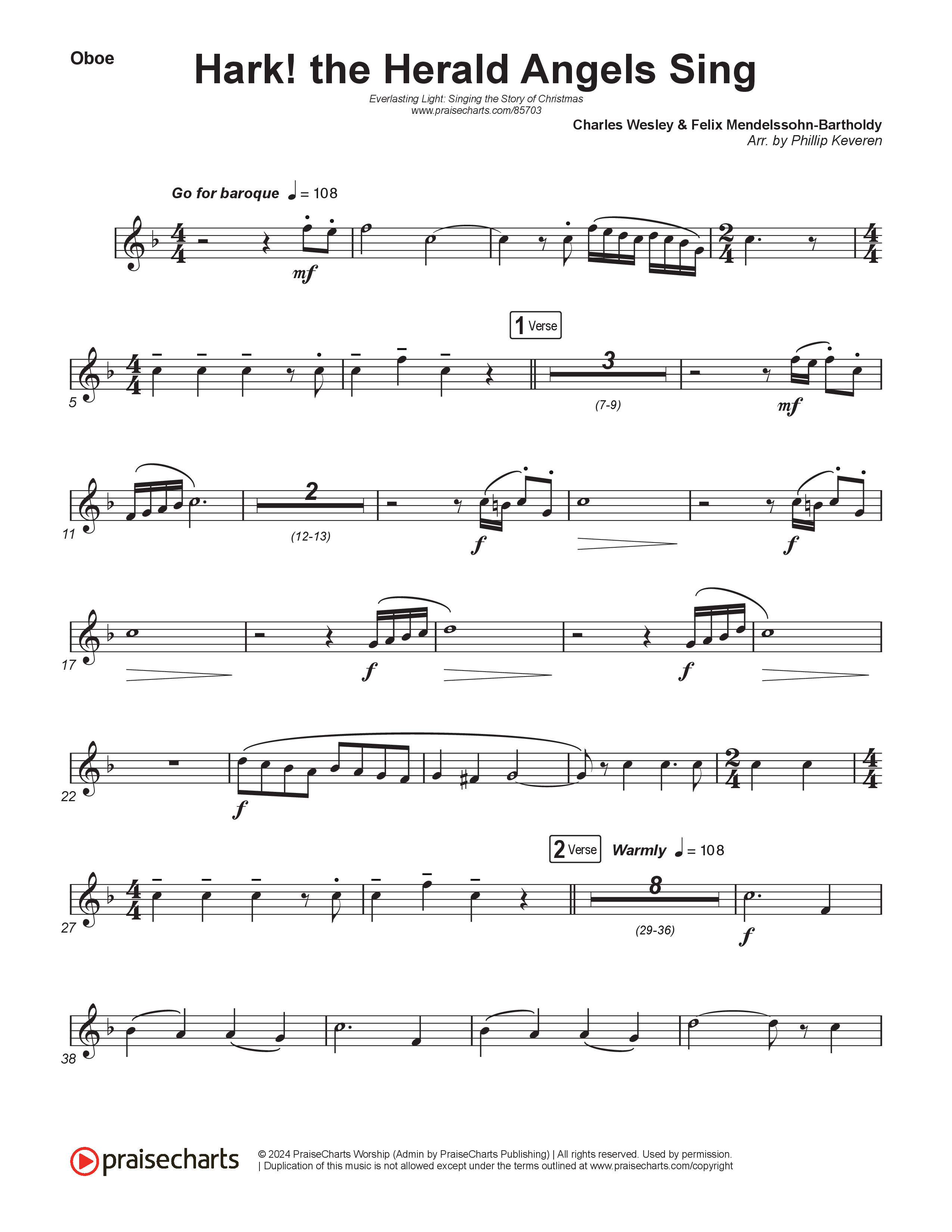 Hark The Herald Angels Sing (Live) Oboe (Museum Of The Bible / Indiana Wesleyan University Choir / Arr. Philip Keveren)