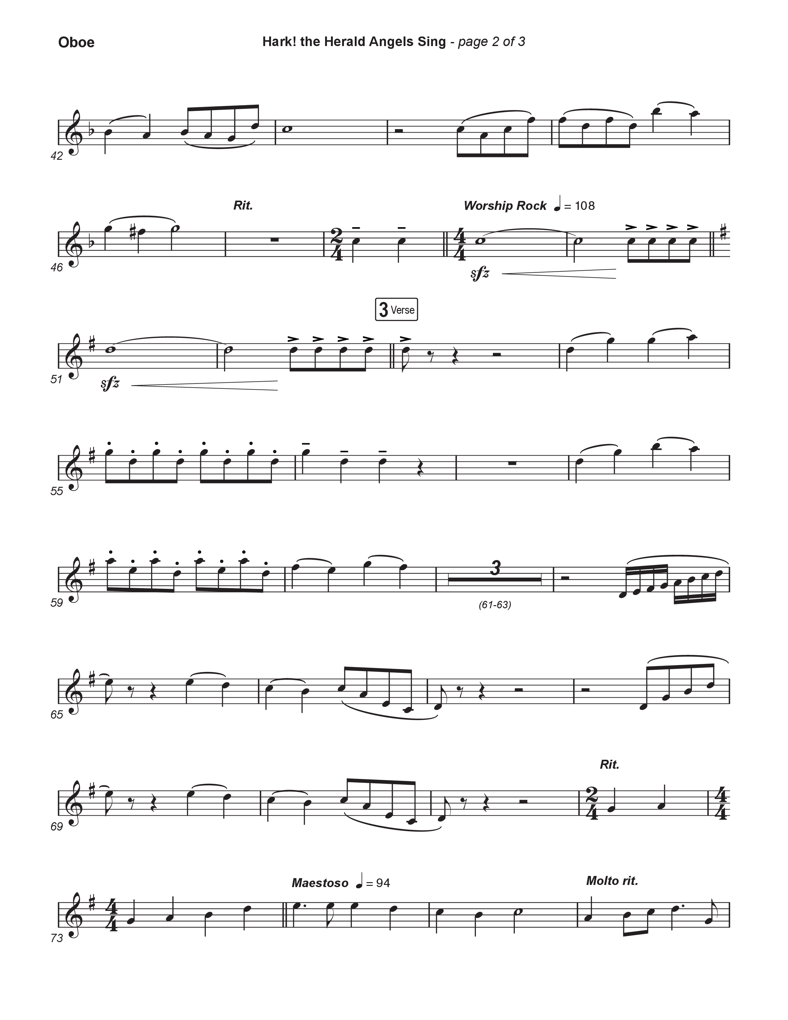 Hark The Herald Angels Sing (Live) Oboe (Museum Of The Bible / Indiana Wesleyan University Choir / Arr. Philip Keveren)