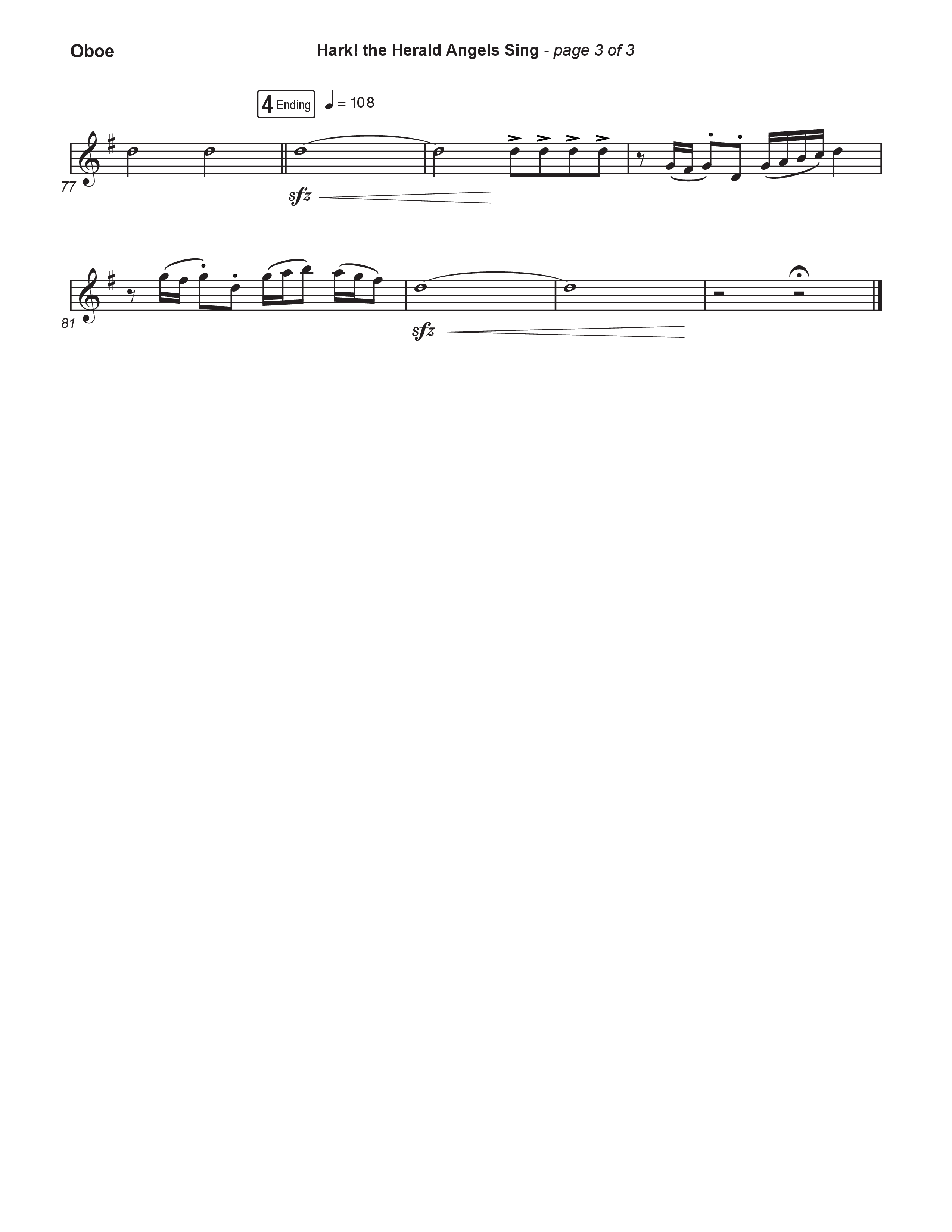 Hark The Herald Angels Sing (Live) Oboe (Museum Of The Bible / Indiana Wesleyan University Choir / Arr. Philip Keveren)