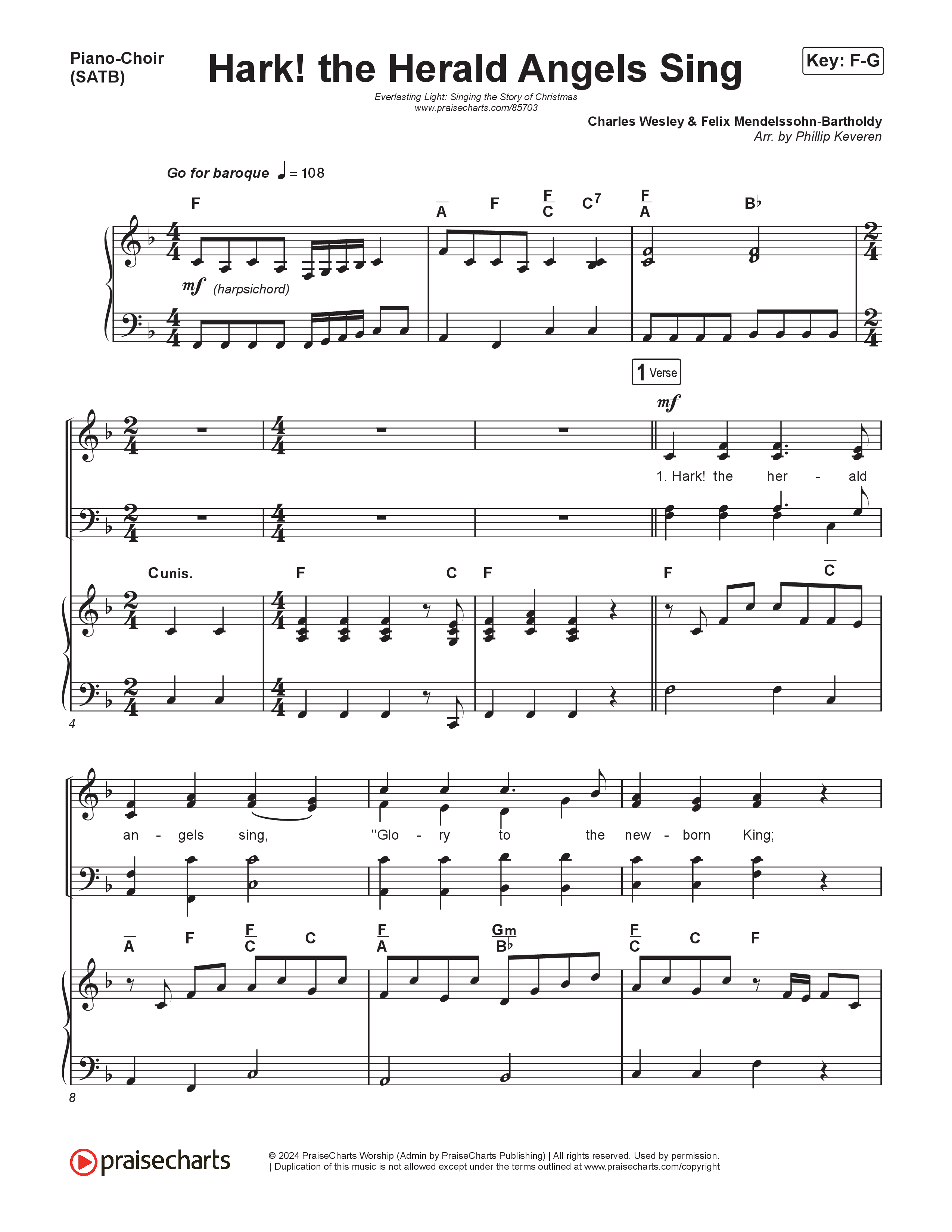Hark The Herald Angels Sing (Live) Piano/Vocal (SATB) (Museum Of The Bible / Indiana Wesleyan University Choir / Arr. Philip Keveren)
