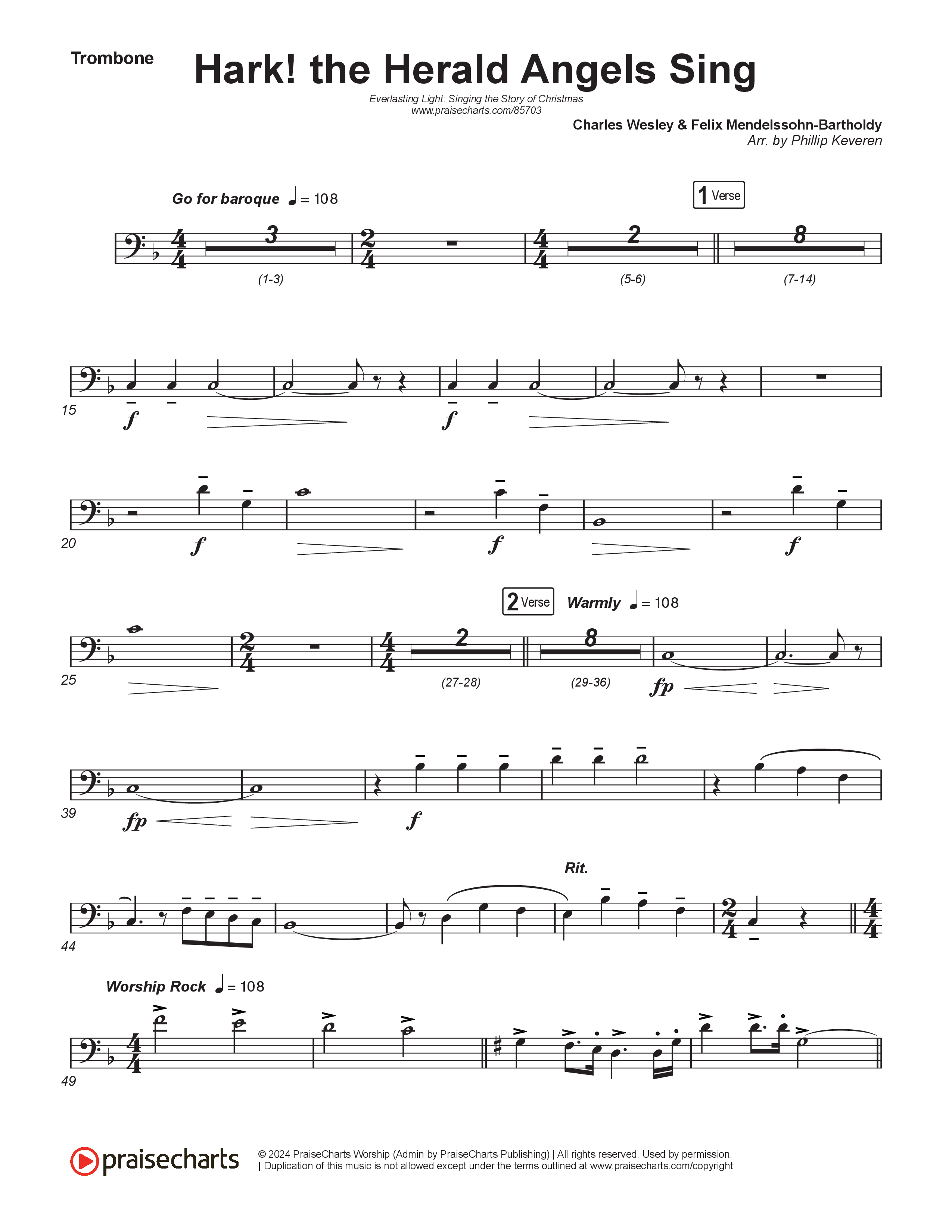 Hark The Herald Angels Sing (Live) Trombone 1,2 (Museum Of The Bible / Indiana Wesleyan University Choir / Arr. Philip Keveren)