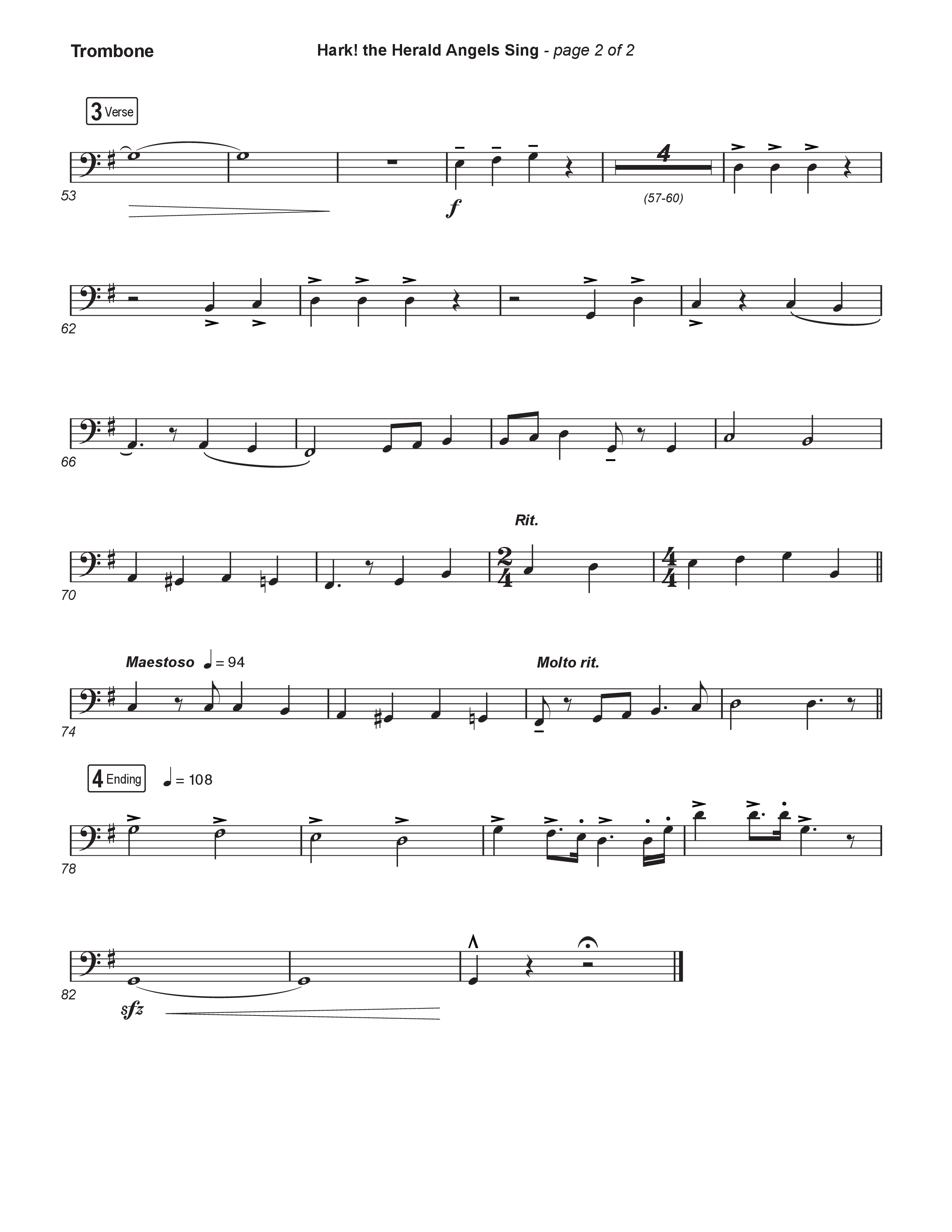 Hark The Herald Angels Sing (Live) Trombone 1,2 (Museum Of The Bible / Indiana Wesleyan University Choir / Arr. Philip Keveren)