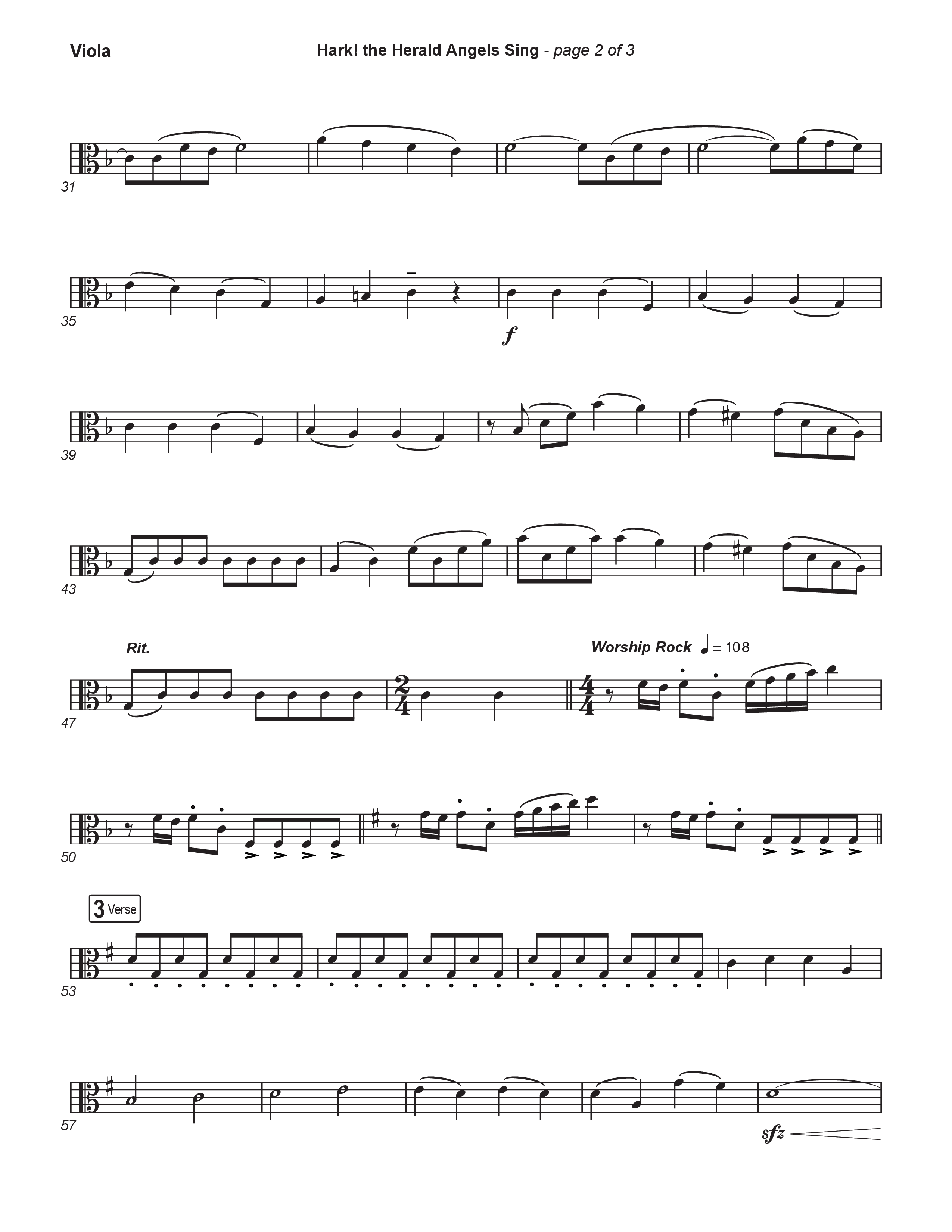 Hark The Herald Angels Sing (Live) Viola (Museum Of The Bible / Indiana Wesleyan University Choir / Arr. Philip Keveren)