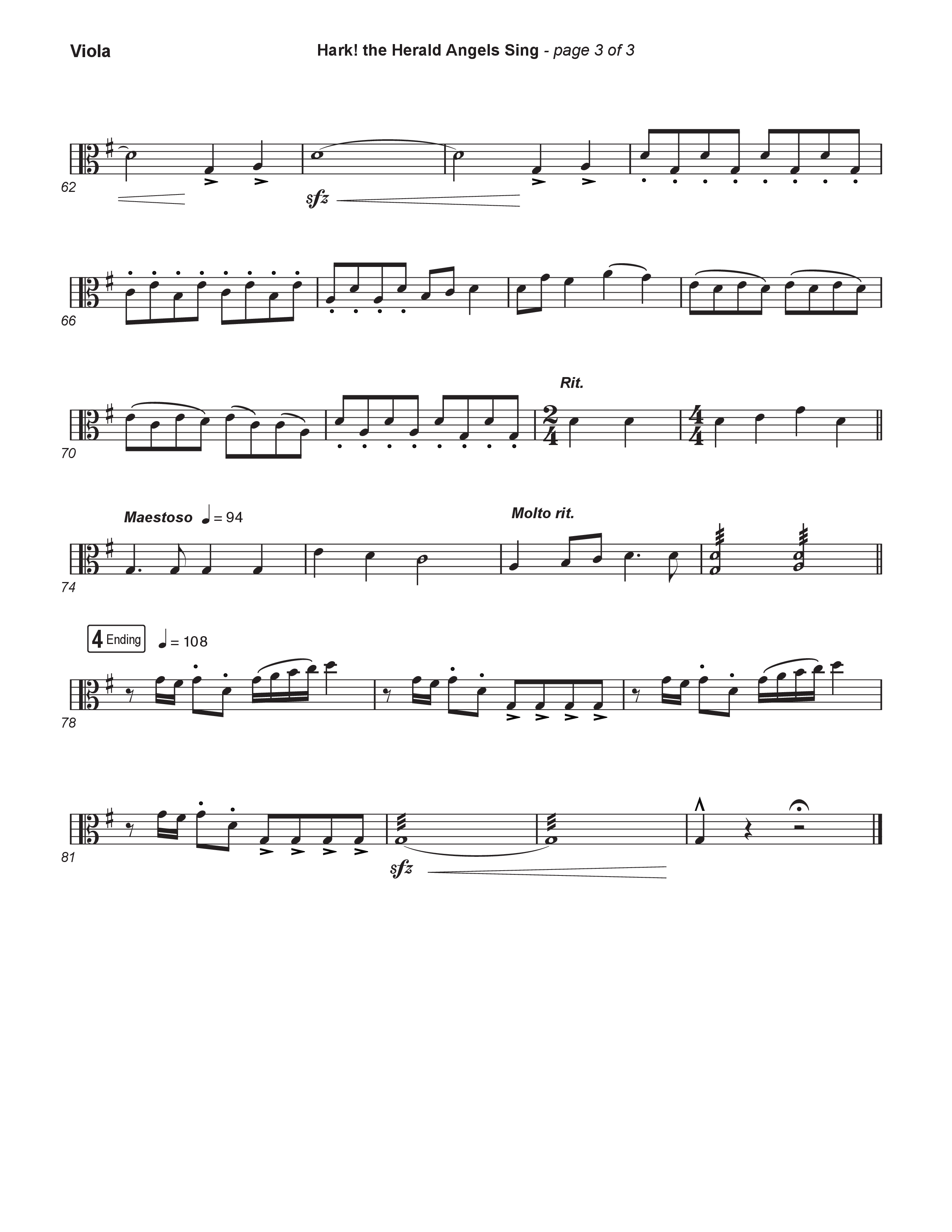 Hark The Herald Angels Sing (Live) Viola (Museum Of The Bible / Indiana Wesleyan University Choir / Arr. Philip Keveren)