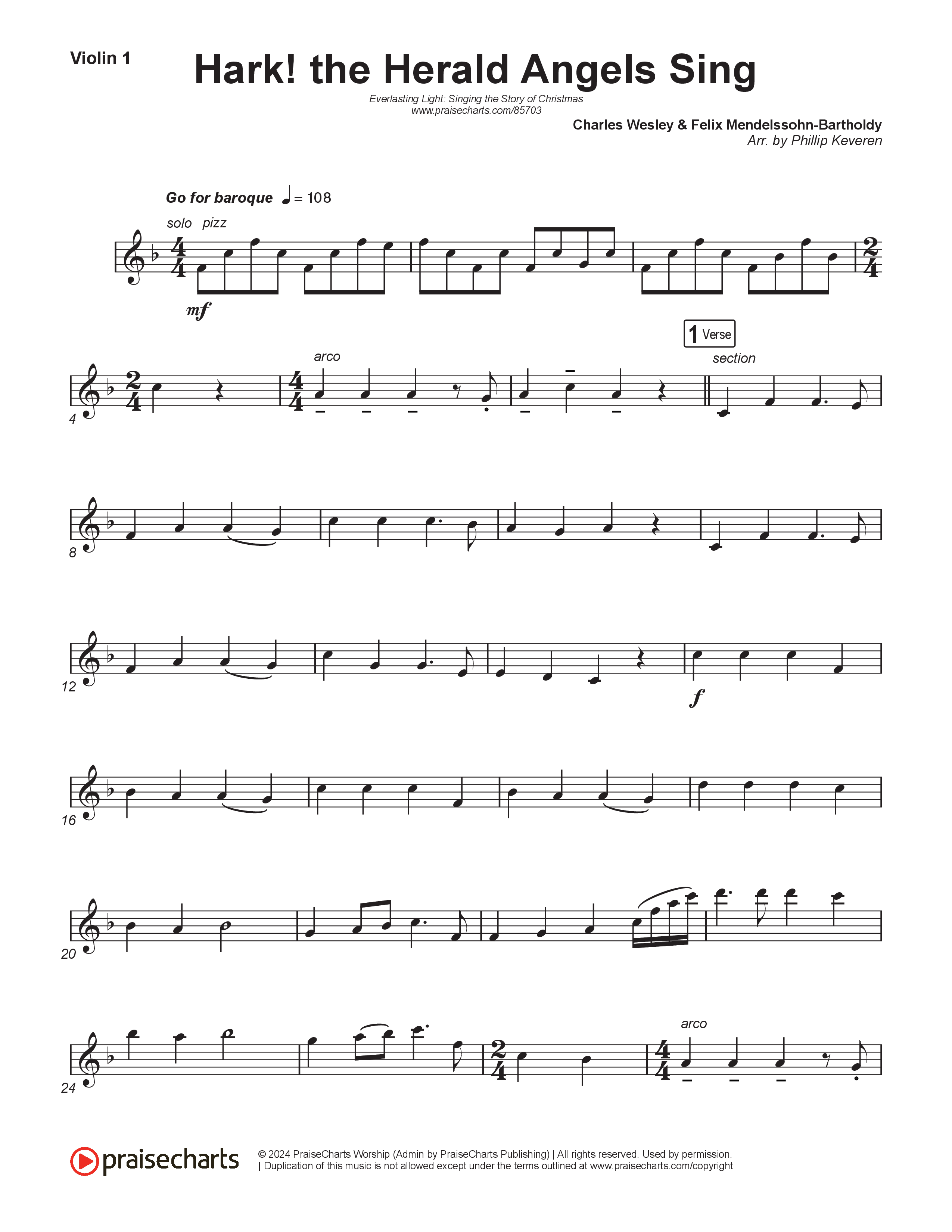 Hark The Herald Angels Sing (Live) String Pack (Museum Of The Bible / Indiana Wesleyan University Choir / Arr. Philip Keveren)