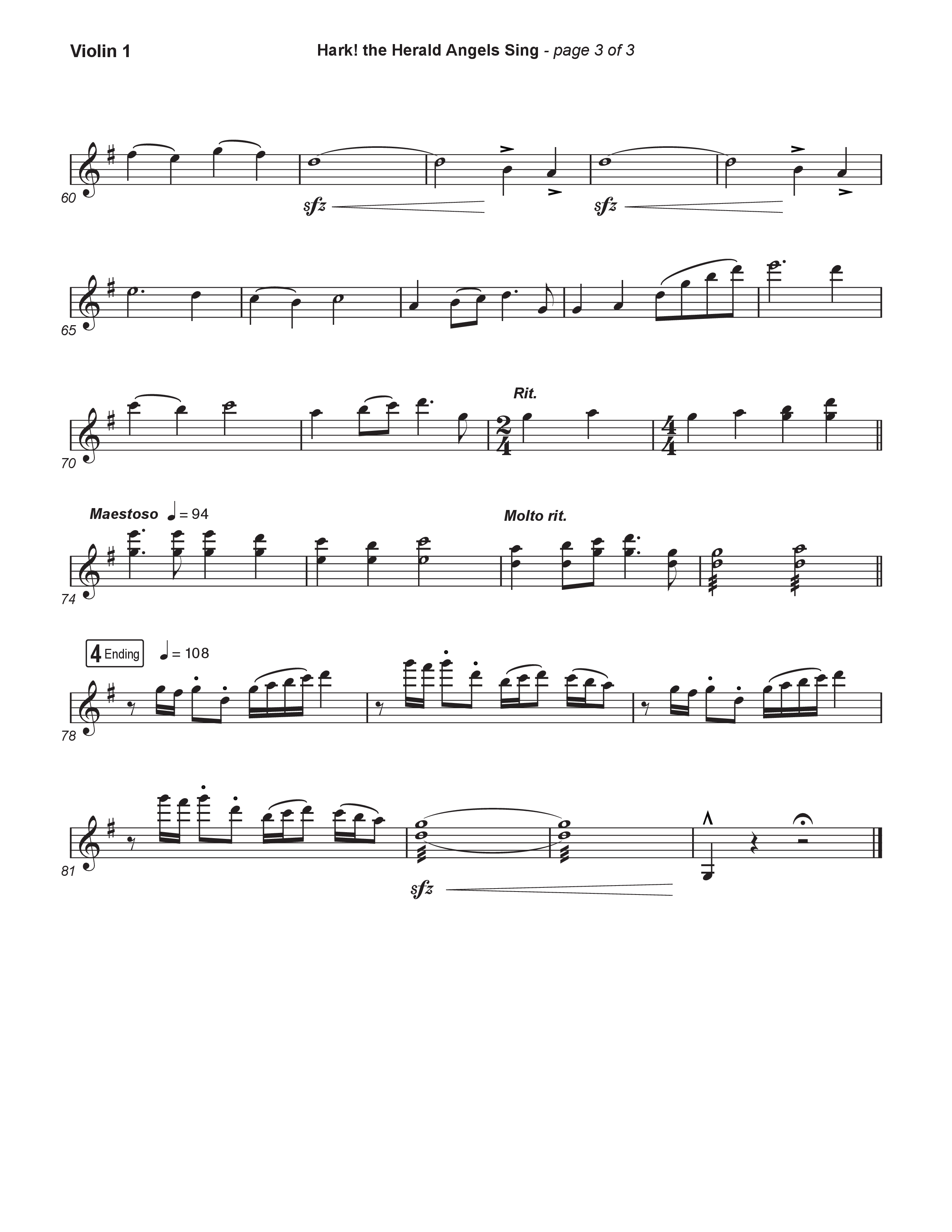 Hark The Herald Angels Sing (Live) String Pack (Museum Of The Bible / Indiana Wesleyan University Choir / Arr. Philip Keveren)