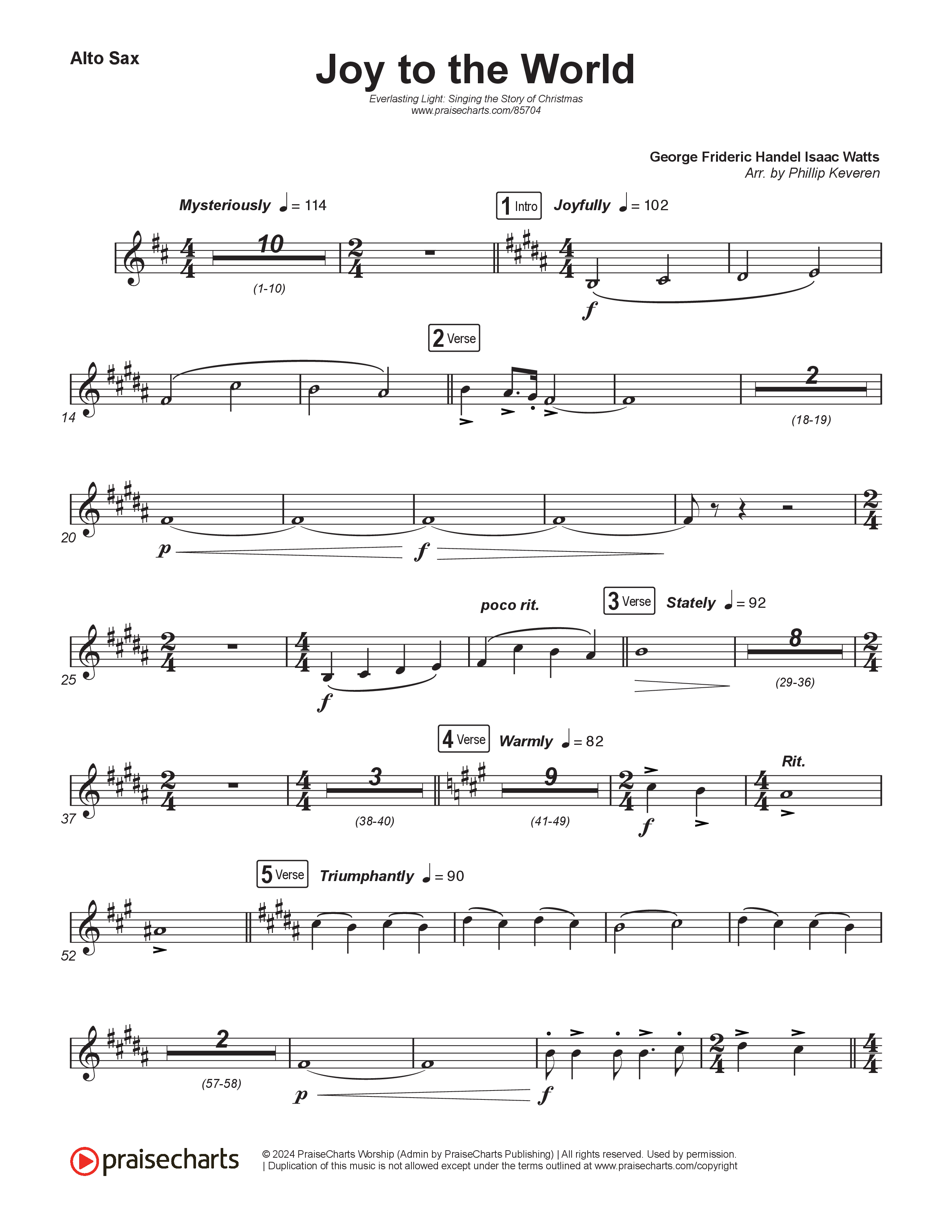 Joy To The World (Live) Alto Sax (Museum Of The Bible / Tasha Layton / Indiana Wesleyan University Choir / Anthony Evans / Arr. Phillip Keveren)