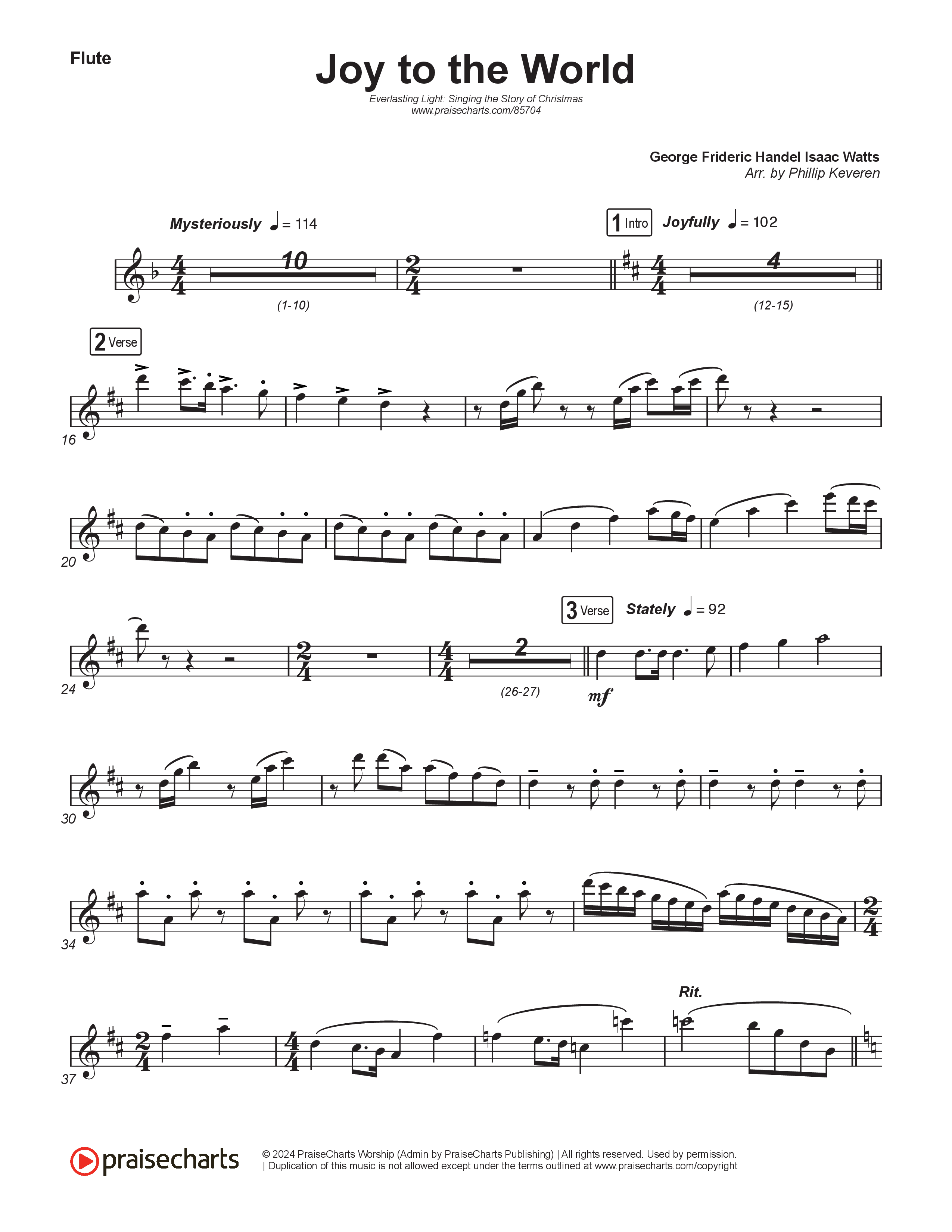 Joy To The World (Live) Flute (Museum Of The Bible / Tasha Layton / Indiana Wesleyan University Choir / Anthony Evans / Arr. Phillip Keveren)