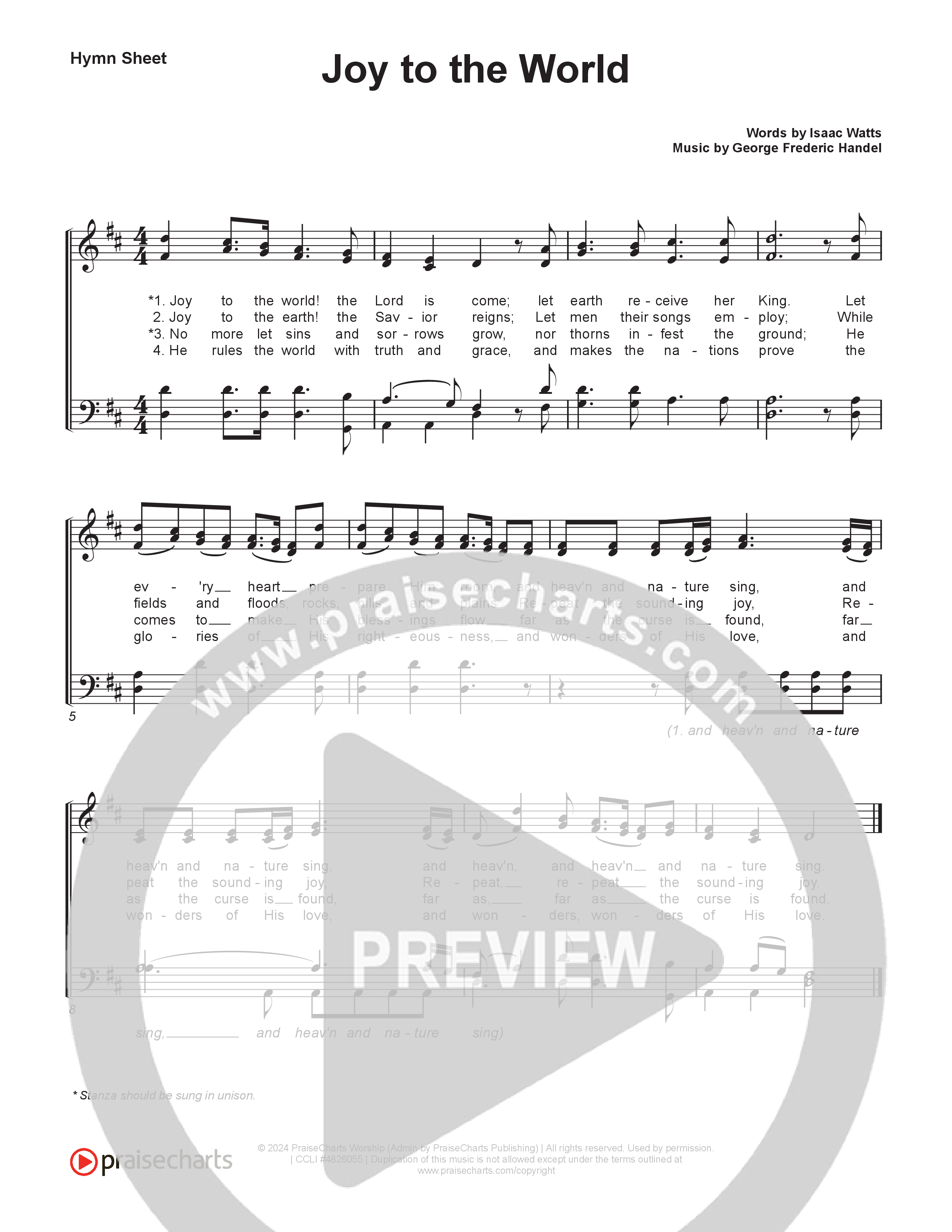 Joy To The World (Live) Hymn Sheet (SATB) (Museum Of The Bible / Tasha Layton / Indiana Wesleyan University Choir / Anthony Evans / Arr. Phillip Keveren)