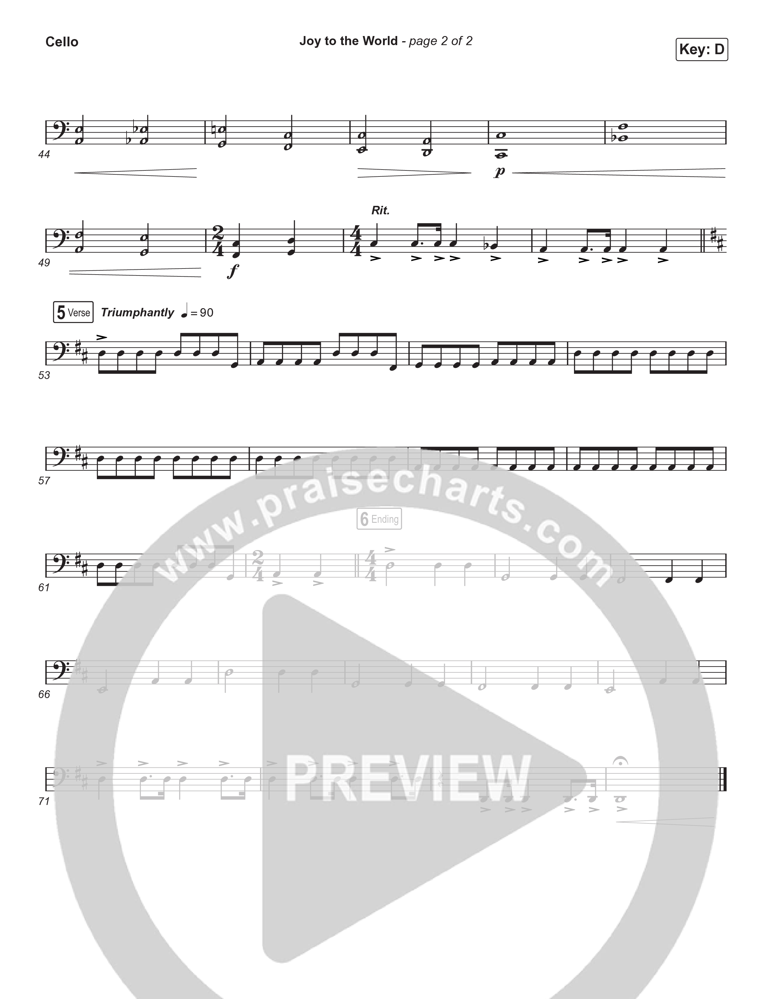 Joy To The World (Live) Cello (Museum Of The Bible / Tasha Layton / Indiana Wesleyan University Choir / Anthony Evans / Arr. Phillip Keveren)