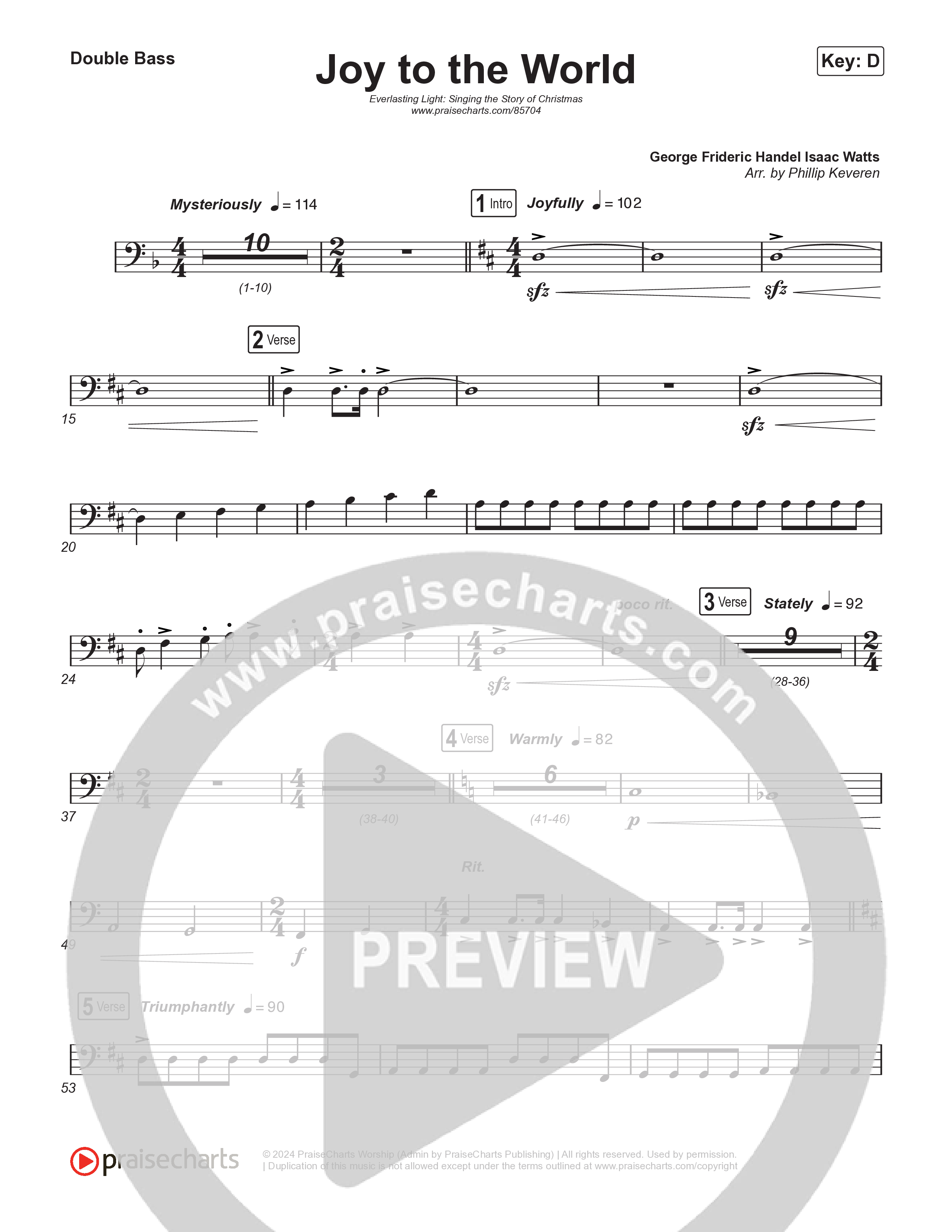 Joy To The World (Live) String Bass (Museum Of The Bible / Tasha Layton / Indiana Wesleyan University Choir / Anthony Evans / Arr. Phillip Keveren)