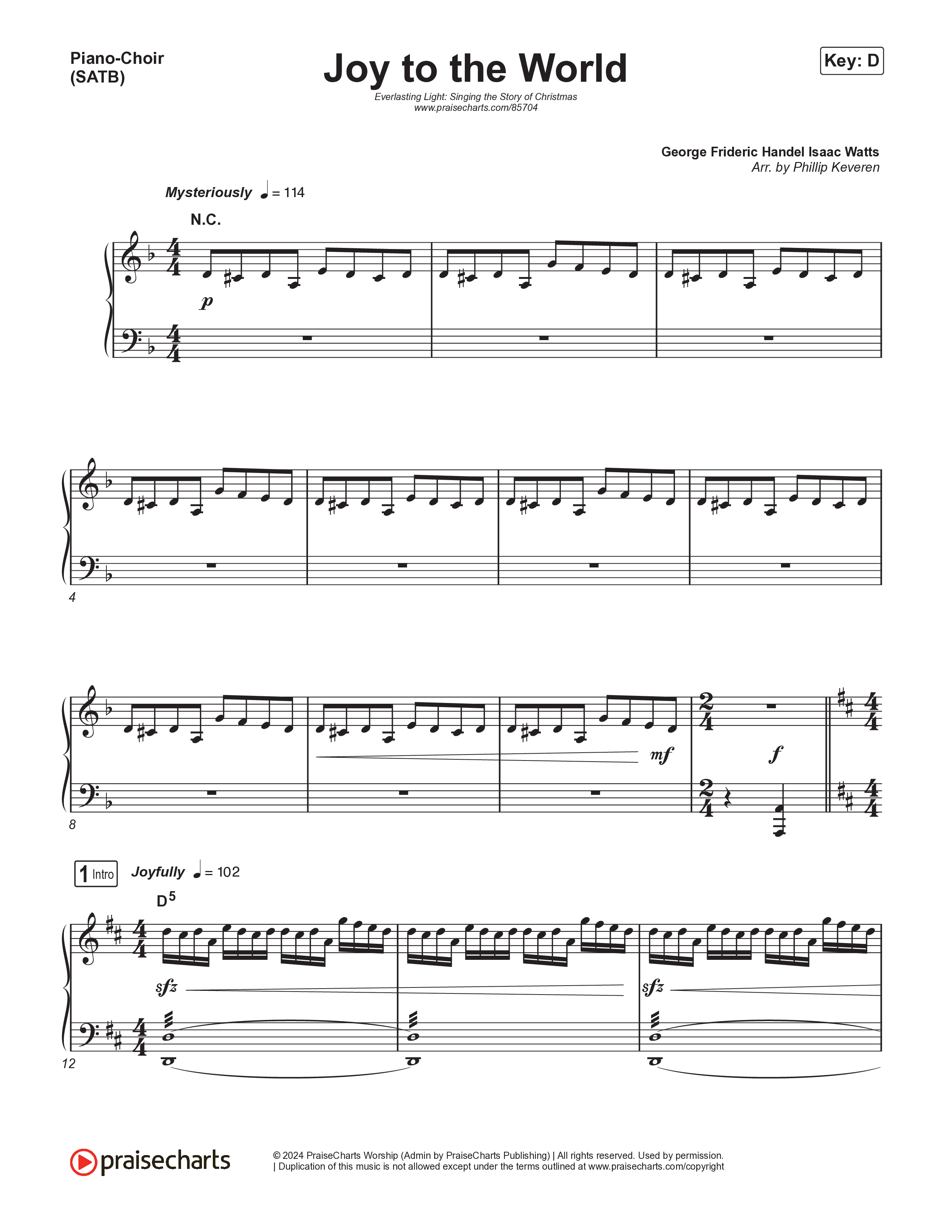 Joy To The World (Live) Piano/Vocal (SATB) (Museum Of The Bible / Tasha Layton / Indiana Wesleyan University Choir / Anthony Evans / Arr. Phillip Keveren)