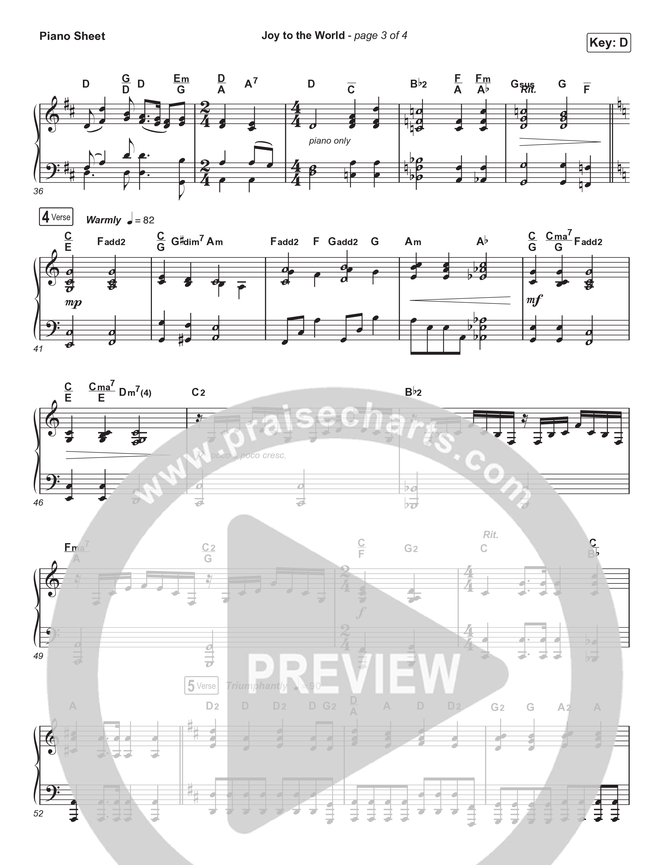 Joy To The World (Live) Piano Sheet (Museum Of The Bible / Tasha Layton / Indiana Wesleyan University Choir / Anthony Evans / Arr. Phillip Keveren)