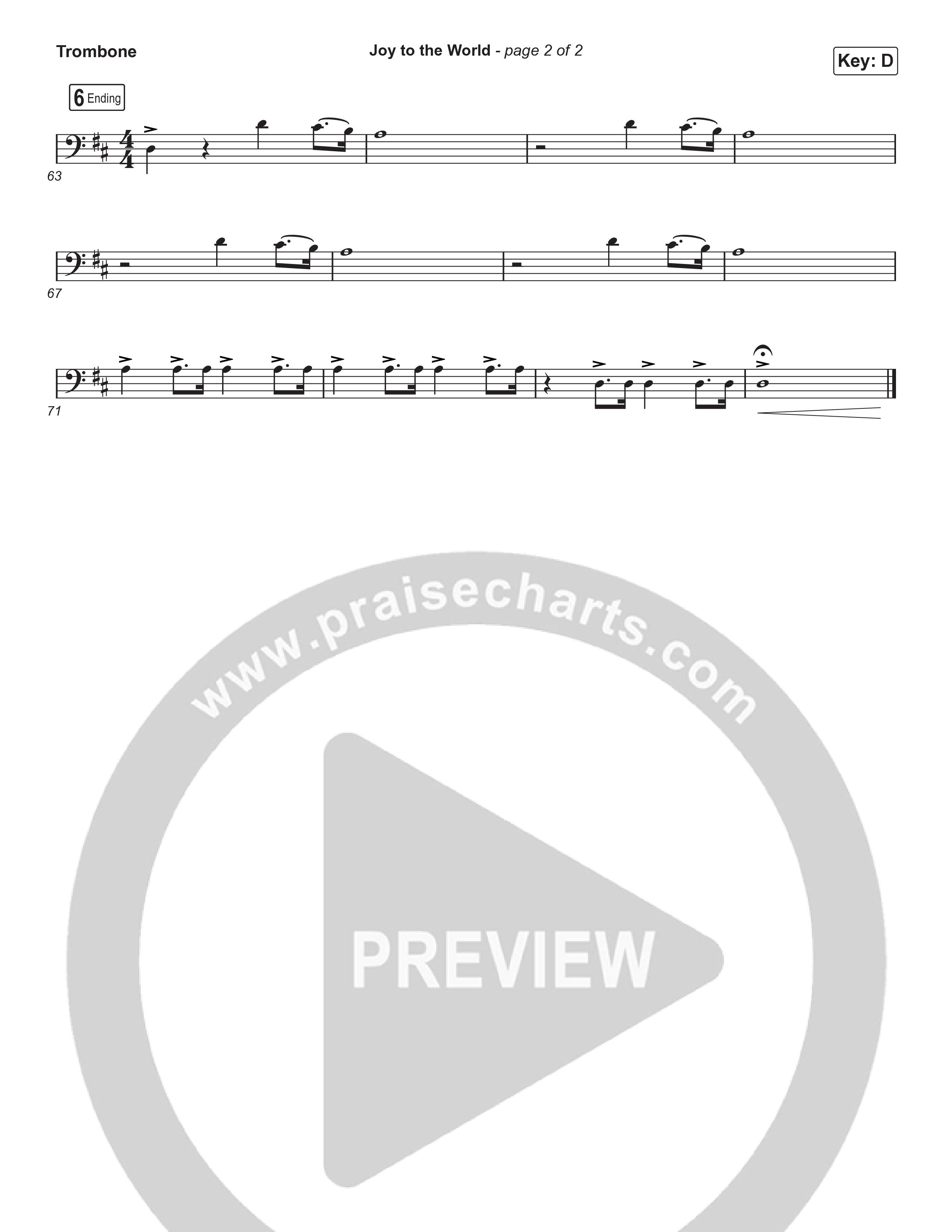 Joy To The World (Live) Trombone 1,2 (Museum Of The Bible / Tasha Layton / Indiana Wesleyan University Choir / Anthony Evans / Arr. Phillip Keveren)