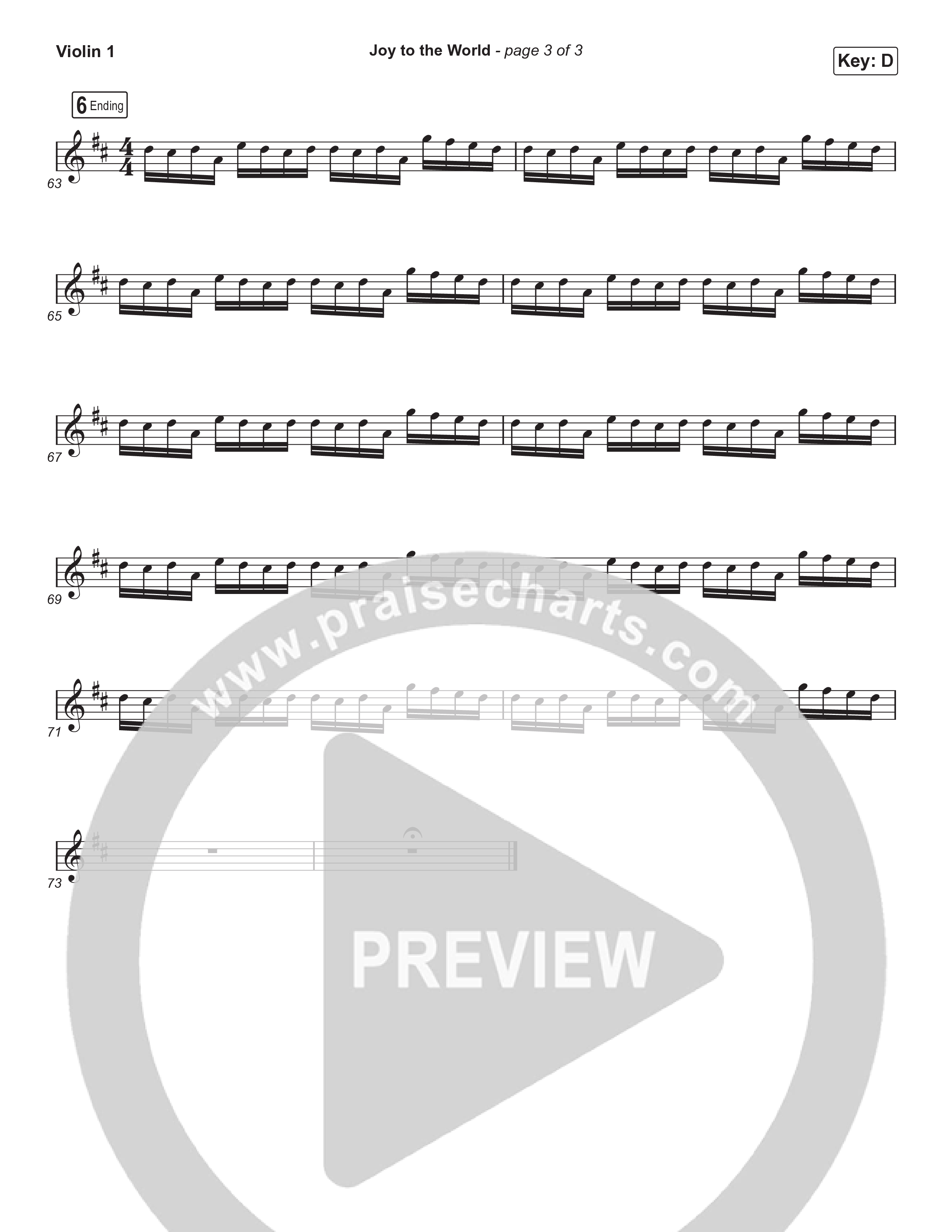 Joy To The World (Live) Violin 1,2 (Museum Of The Bible / Tasha Layton / Indiana Wesleyan University Choir / Anthony Evans / Arr. Phillip Keveren)