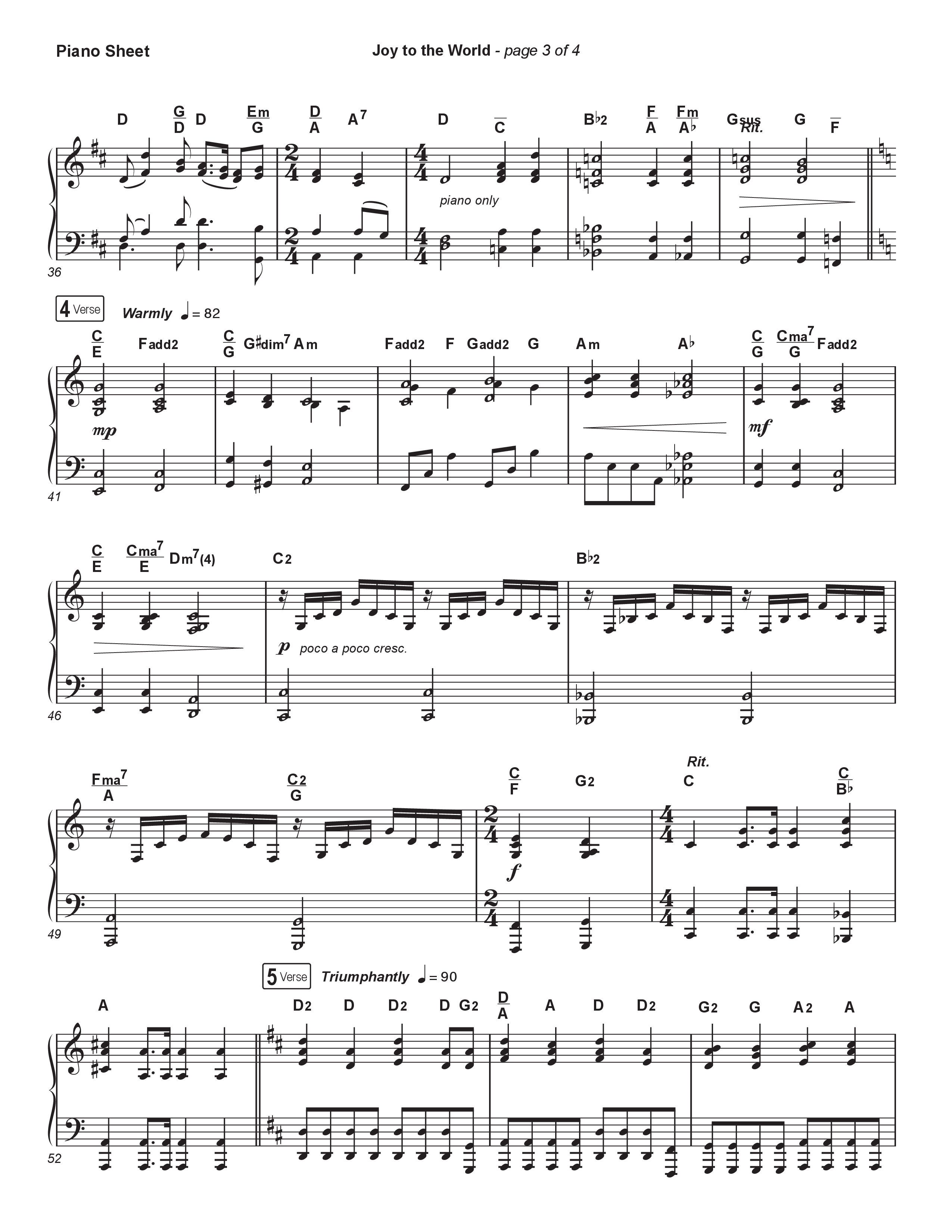 Joy To The World (Live) Piano Sheet (Museum Of The Bible / Tasha Layton / Indiana Wesleyan University Choir / Anthony Evans / Arr. Phillip Keveren)