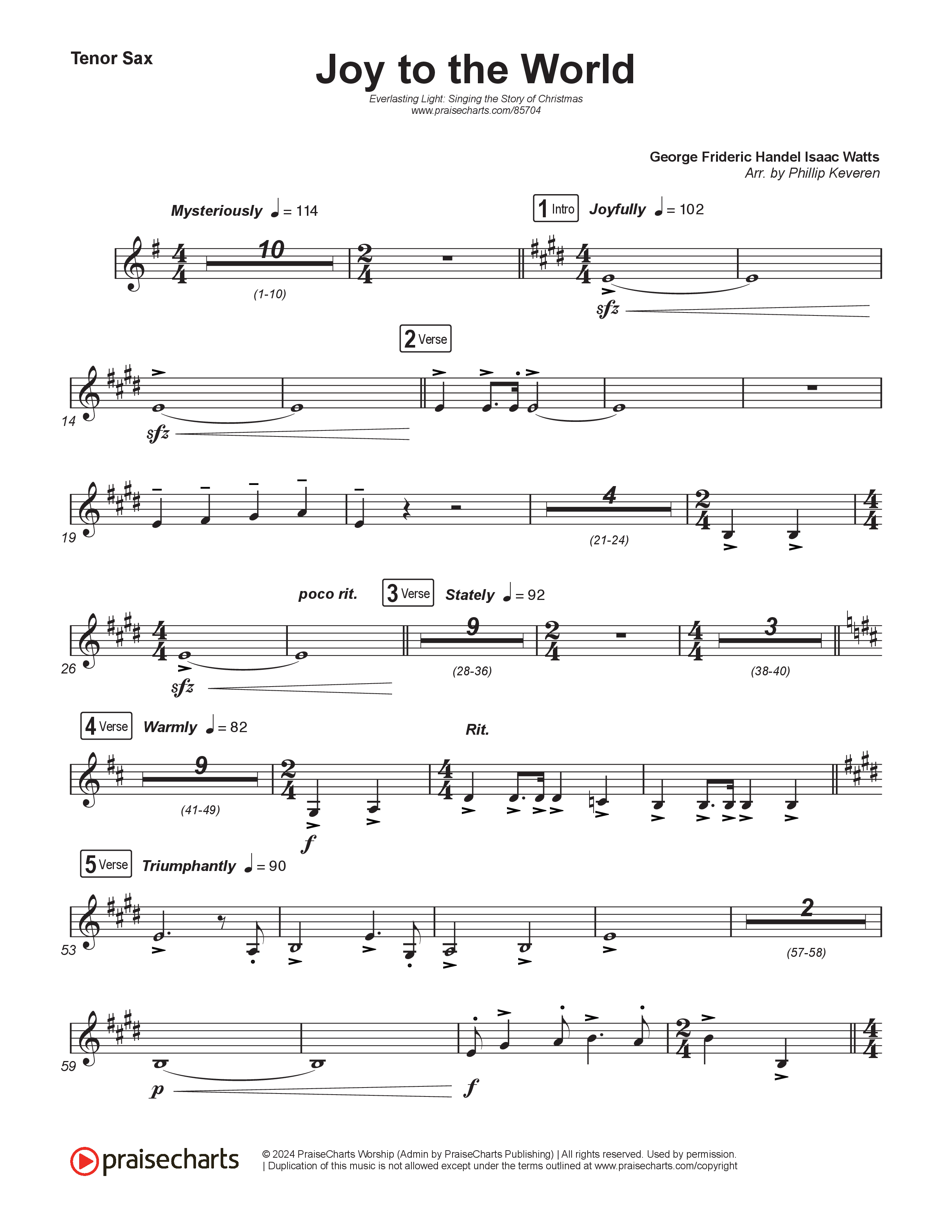 Joy To The World (Live) Sax Pack (Museum Of The Bible / Tasha Layton / Indiana Wesleyan University Choir / Anthony Evans / Arr. Phillip Keveren)