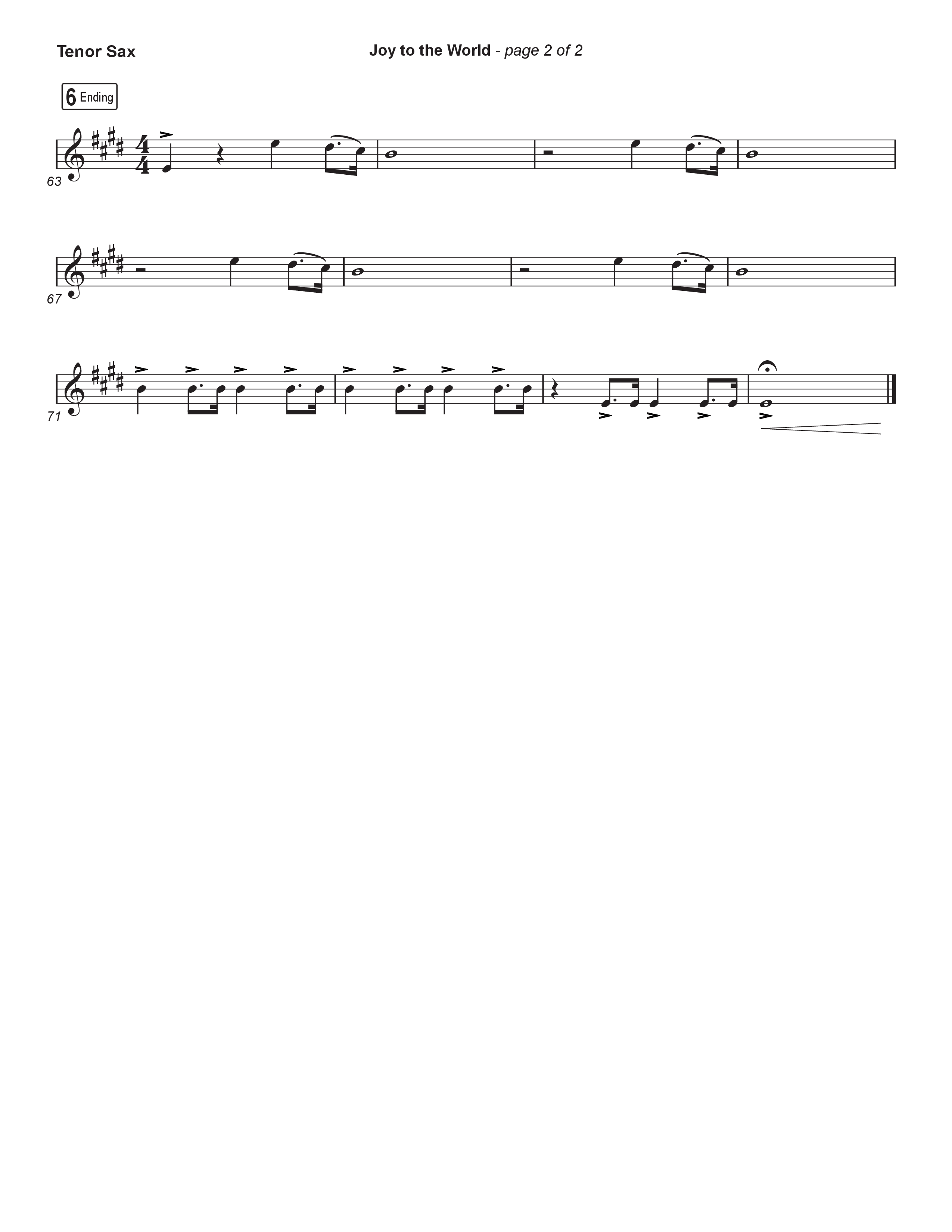 Joy To The World (Live) Tenor Sax 1 (Museum Of The Bible / Tasha Layton / Indiana Wesleyan University Choir / Anthony Evans / Arr. Phillip Keveren)