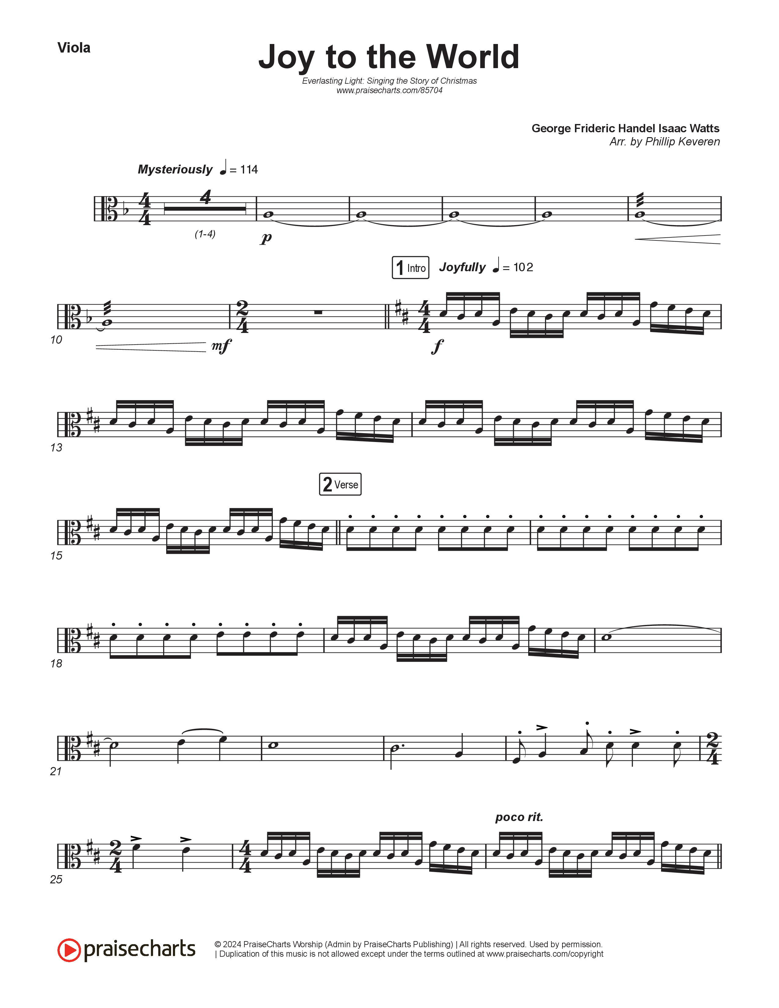 Joy To The World (Live) Viola (Museum Of The Bible / Tasha Layton / Indiana Wesleyan University Choir / Anthony Evans / Arr. Phillip Keveren)