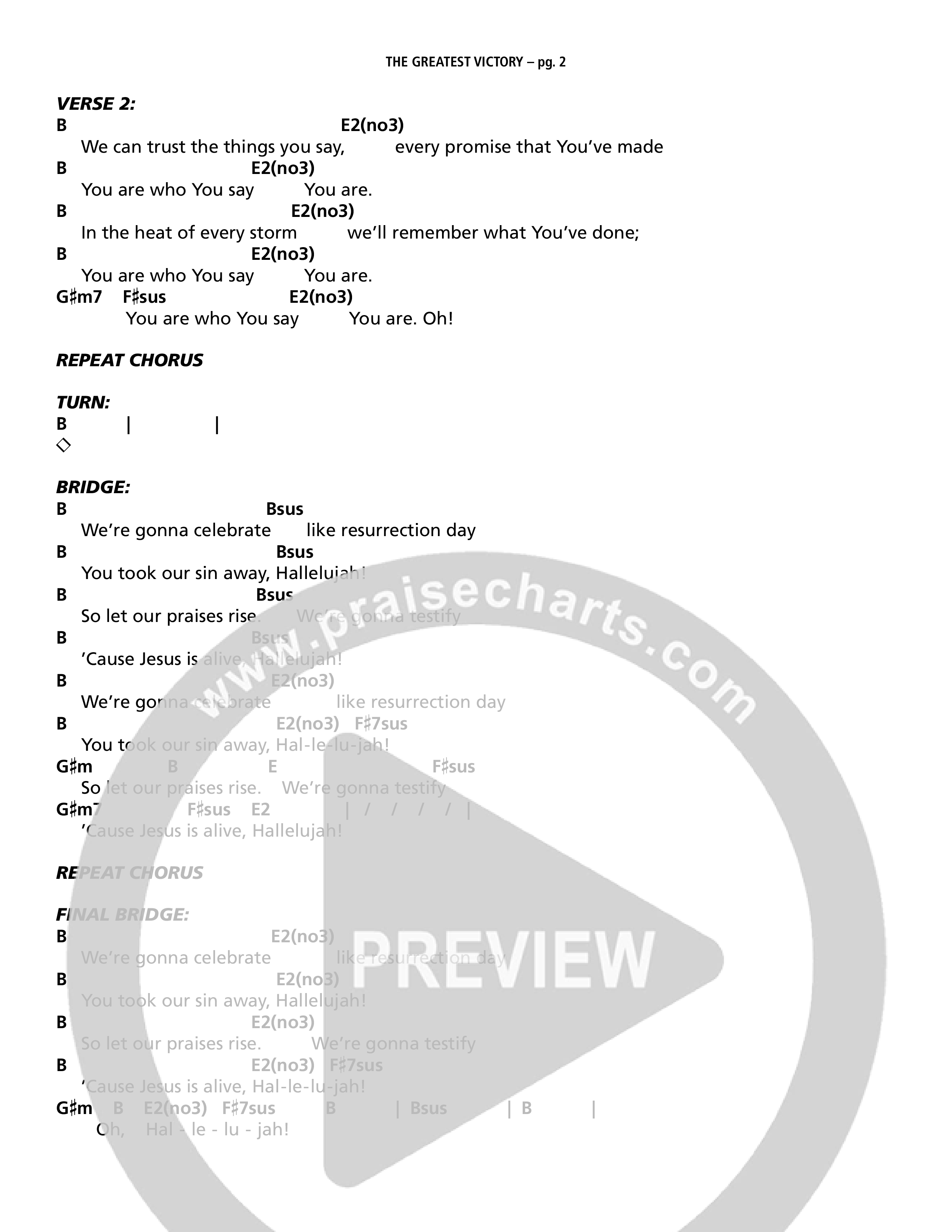 The Greatest Victory Chord Chart (Mack Brock)