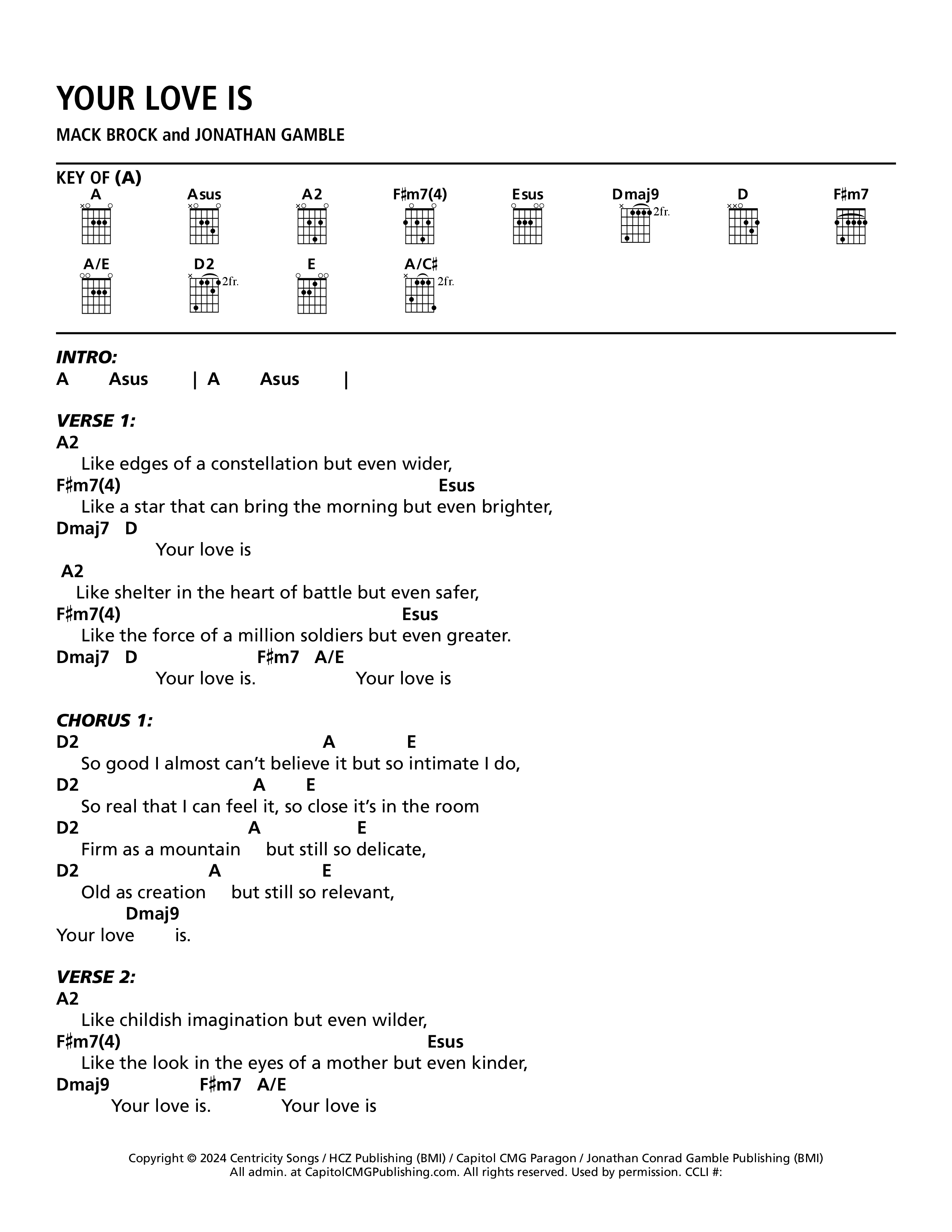 Your Love Is Chord Chart (Mack Brock)