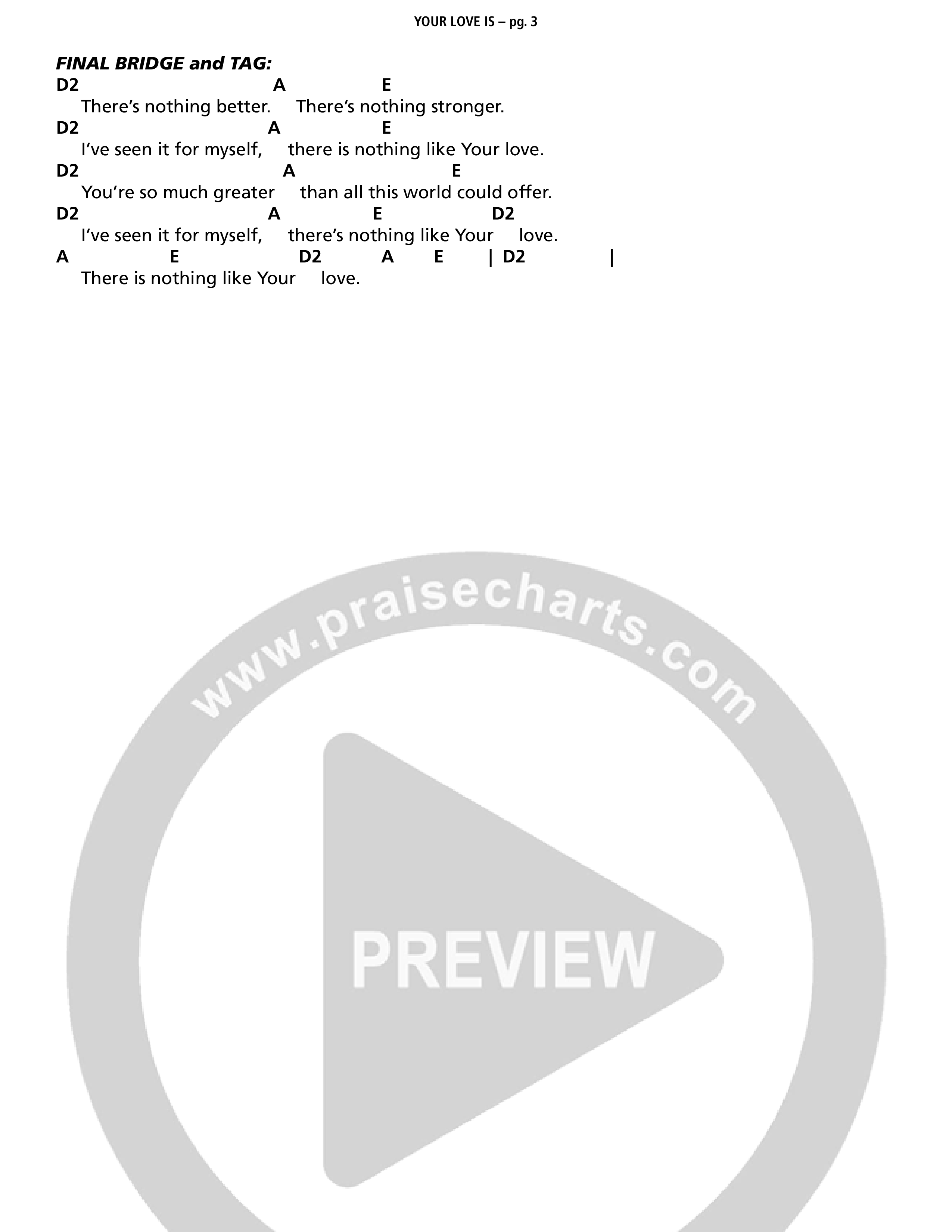 Your Love Is Chord Chart (Mack Brock)