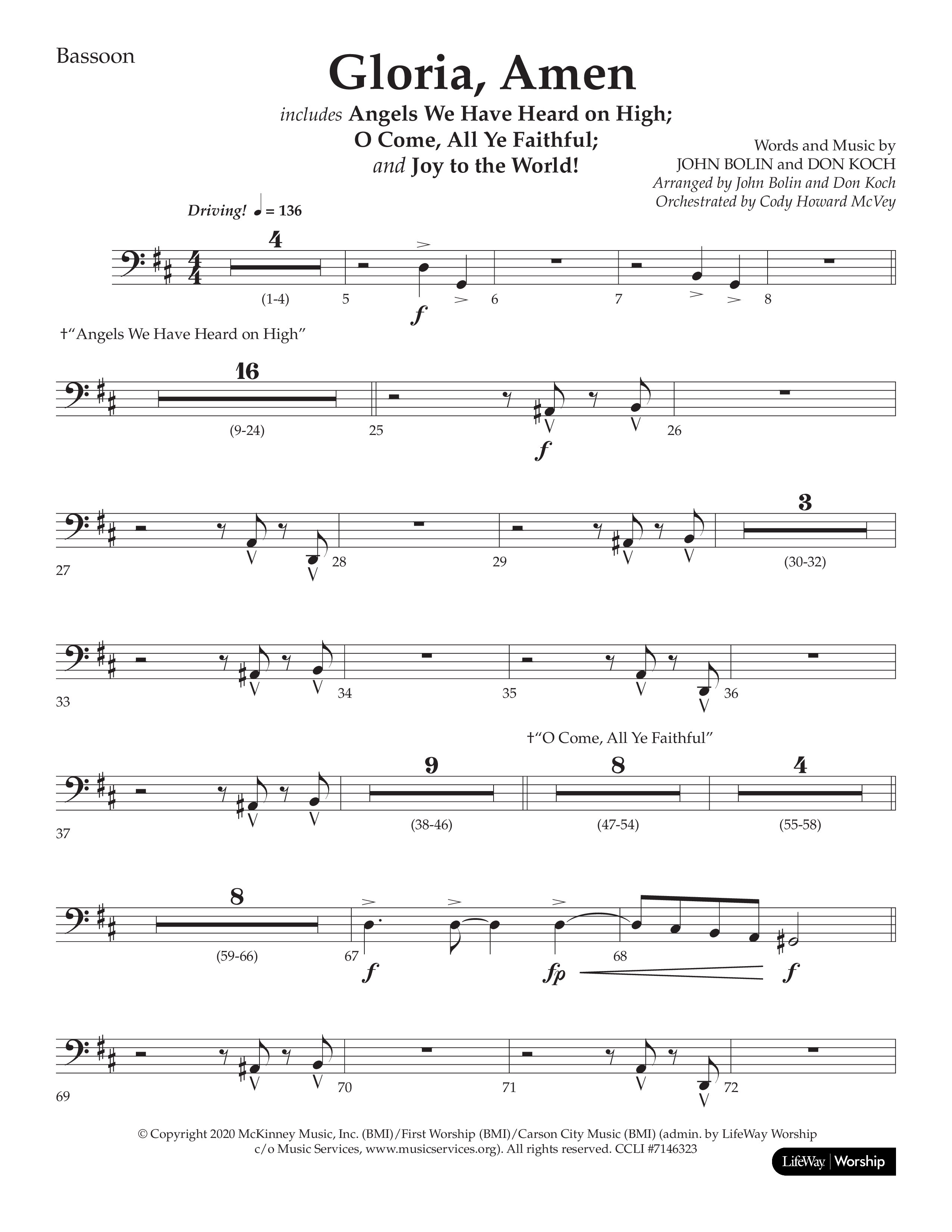 Gloria Amen (Choral Anthem SATB) Bassoon (Lifeway Choral / Arr. John Bolin / Arr. Don Koch)
