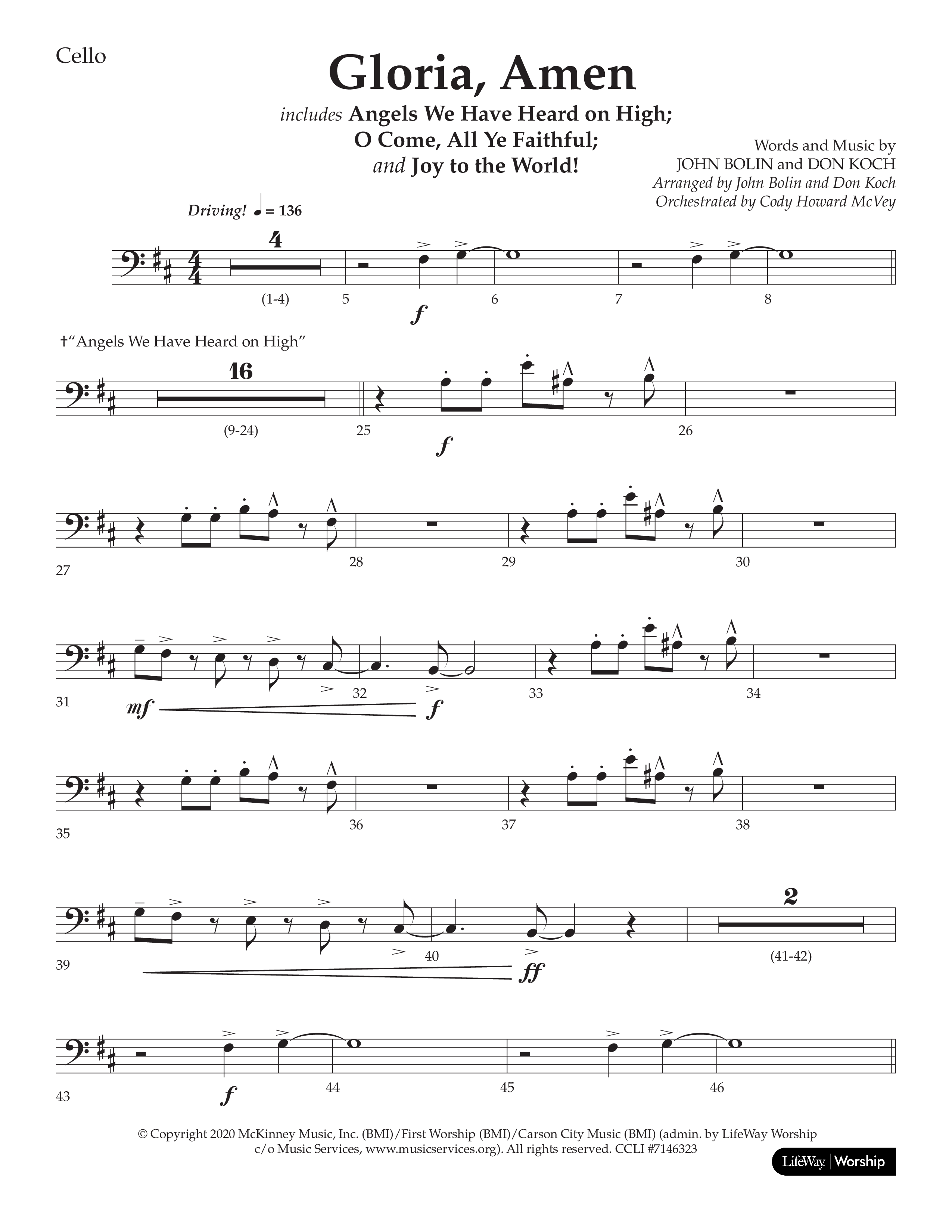Gloria Amen (Choral Anthem SATB) Cello (Lifeway Choral / Arr. John Bolin / Arr. Don Koch)
