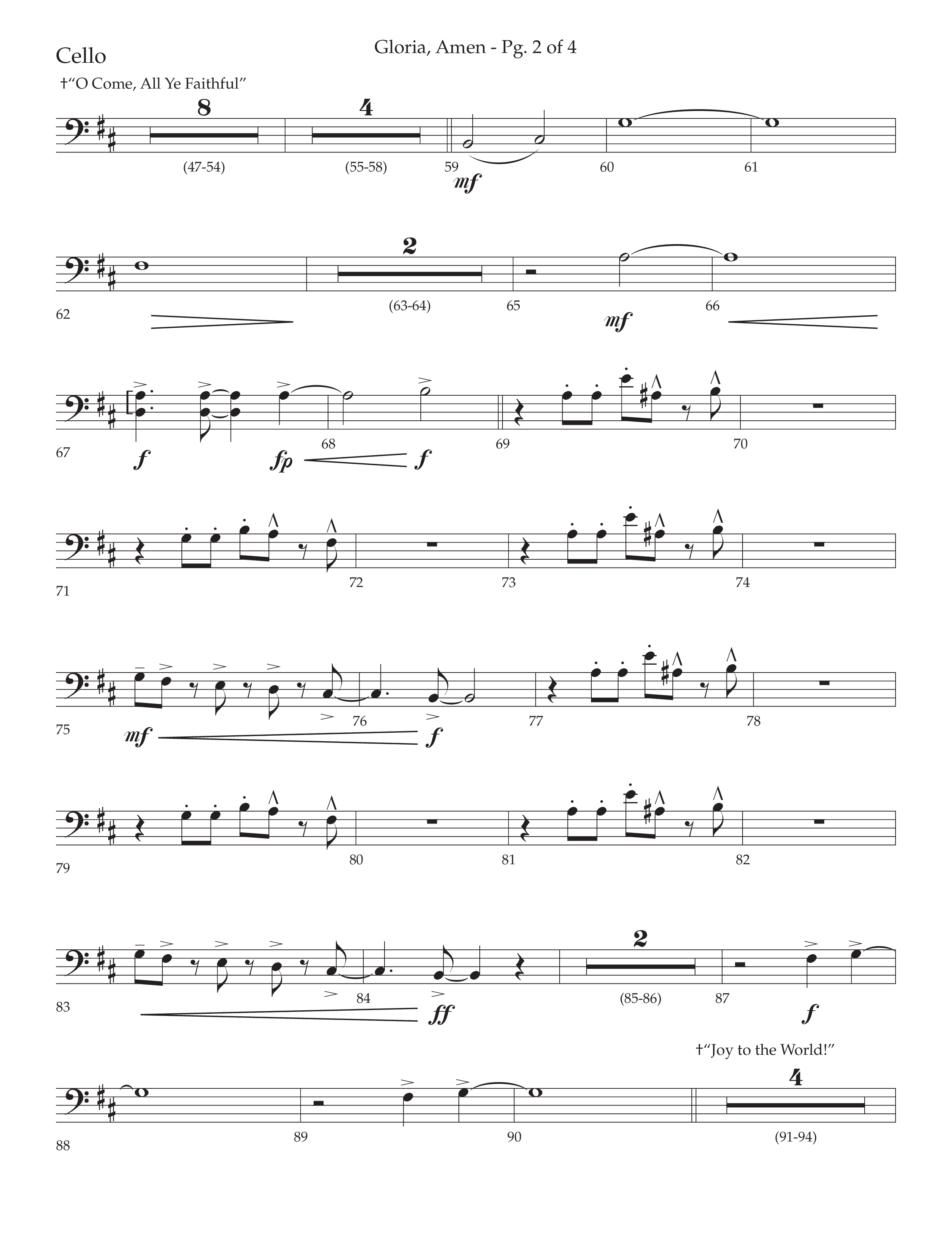 Gloria Amen (Choral Anthem SATB) Cello (Lifeway Choral / Arr. John Bolin / Arr. Don Koch)