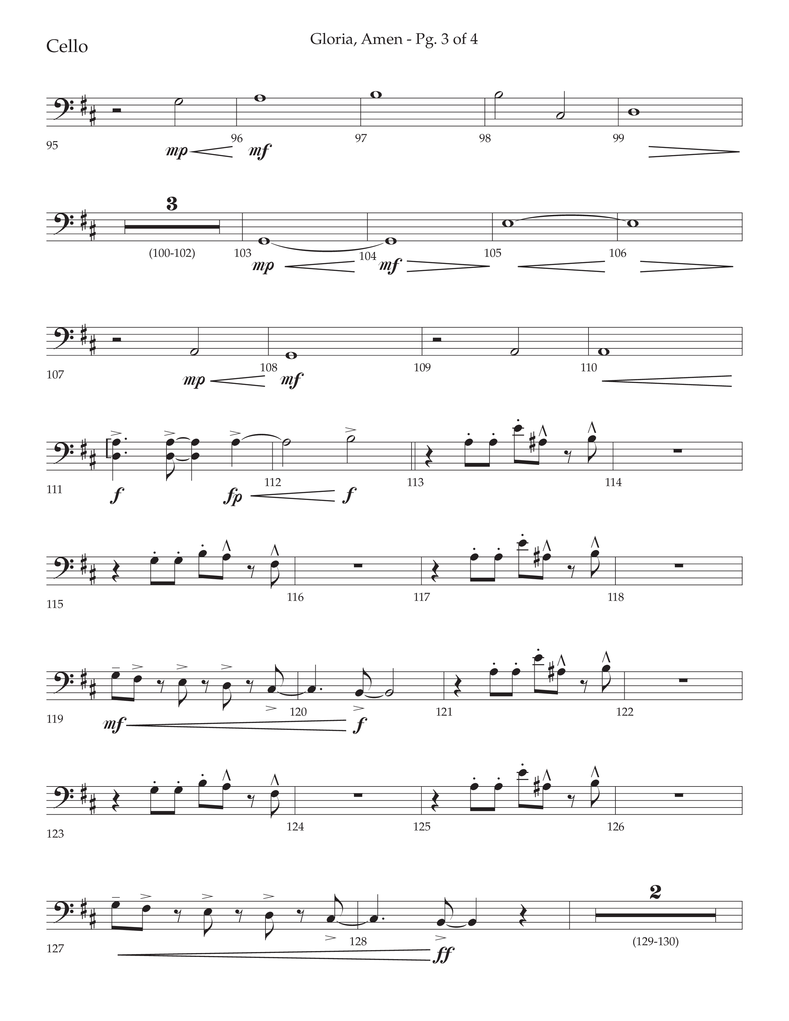 Gloria Amen (Choral Anthem SATB) Cello (Lifeway Choral / Arr. John Bolin / Arr. Don Koch)