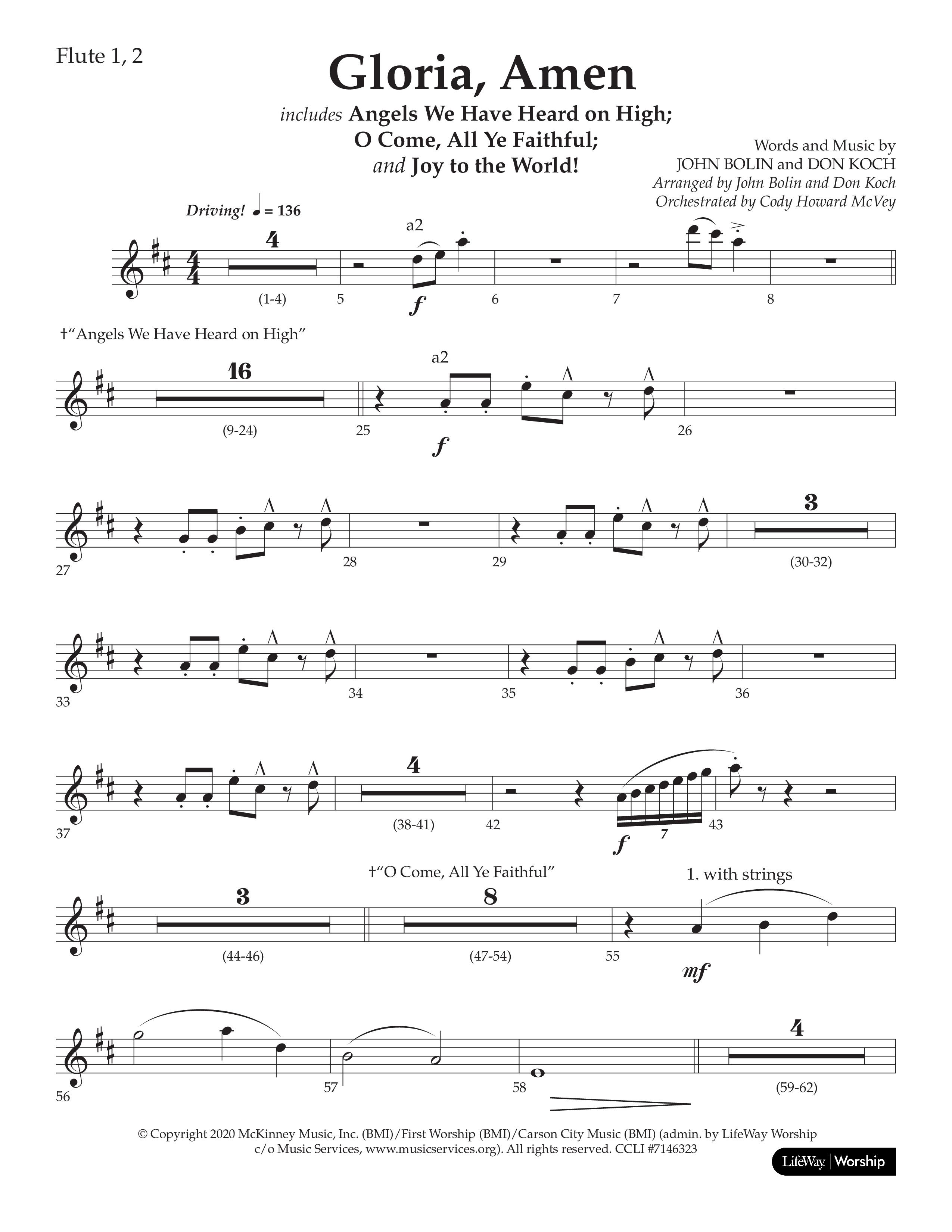 Gloria Amen (Choral Anthem SATB) Flute 1/2 (Lifeway Choral / Arr. John Bolin / Arr. Don Koch)