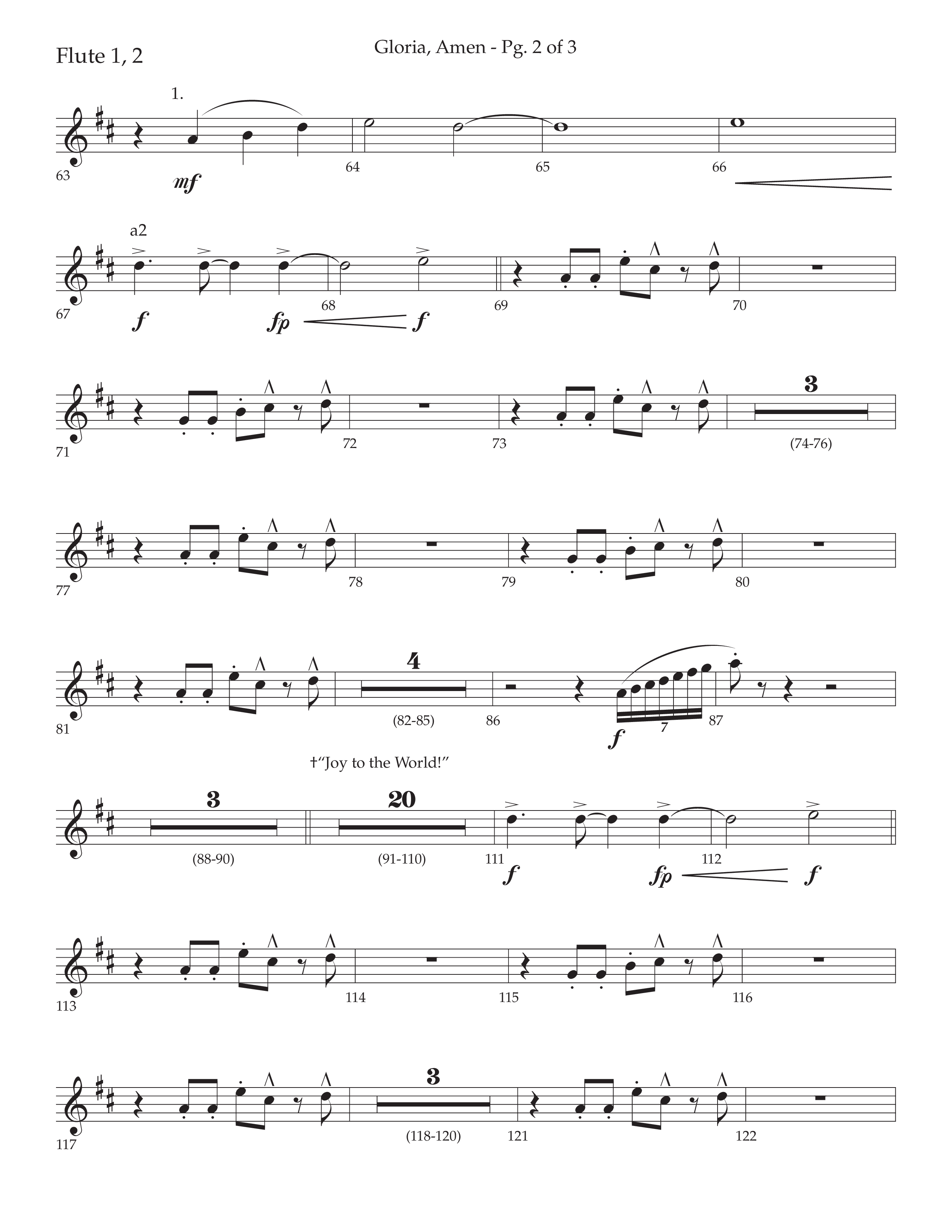 Gloria Amen (Choral Anthem SATB) Flute 1/2 (Lifeway Choral / Arr. John Bolin / Arr. Don Koch)