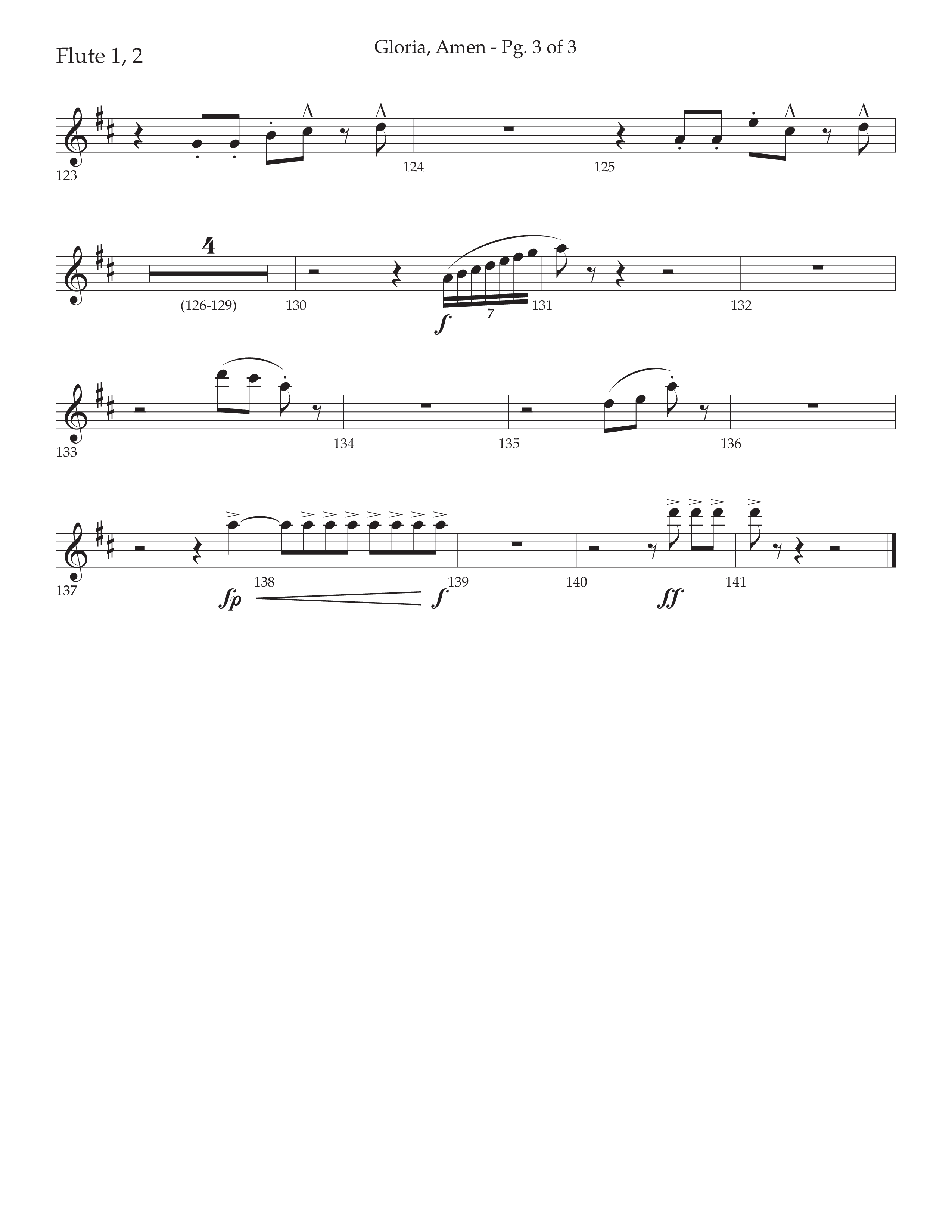 Gloria Amen (Choral Anthem SATB) Flute 1/2 (Lifeway Choral / Arr. John Bolin / Arr. Don Koch)