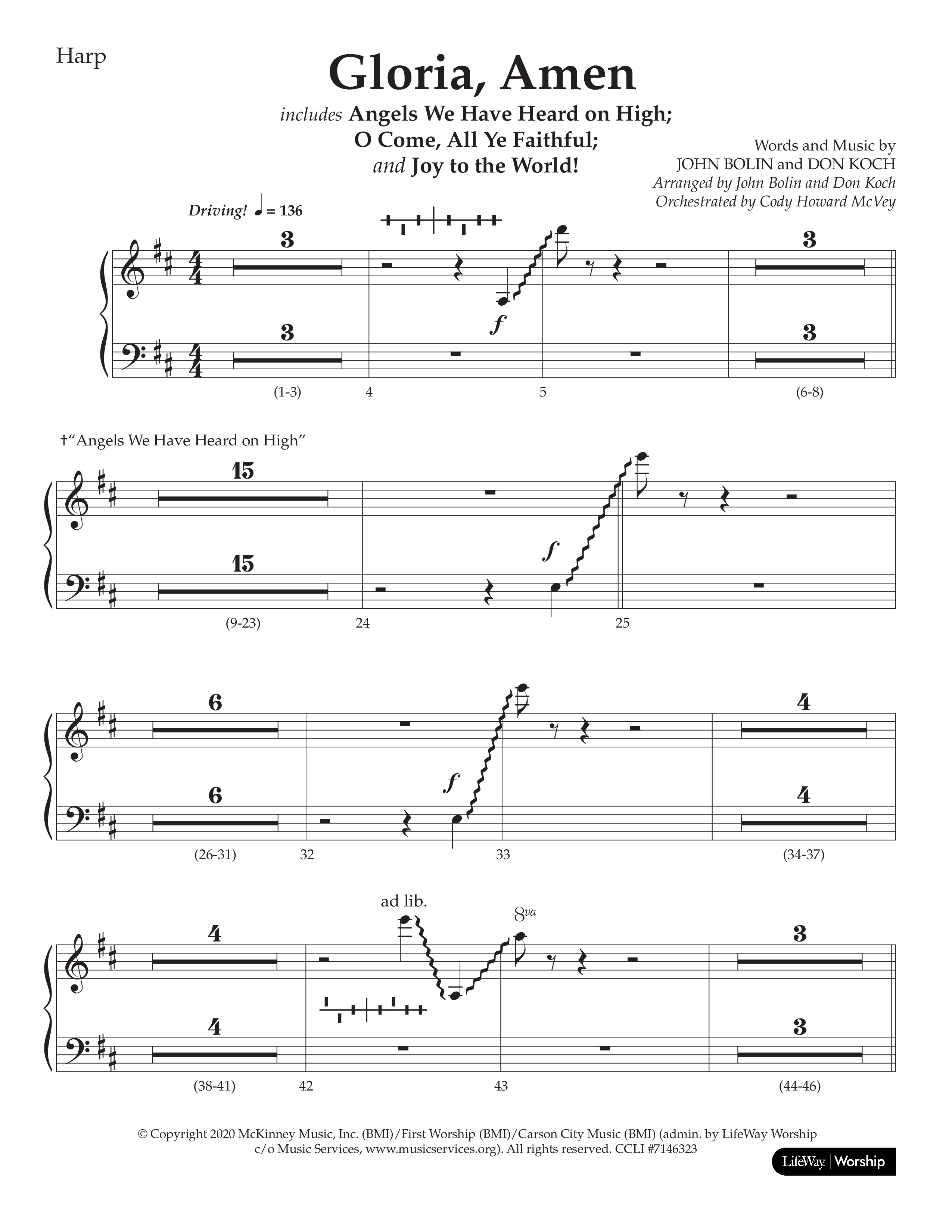 Gloria Amen (Choral Anthem SATB) Harp (Lifeway Choral / Arr. John Bolin / Arr. Don Koch)
