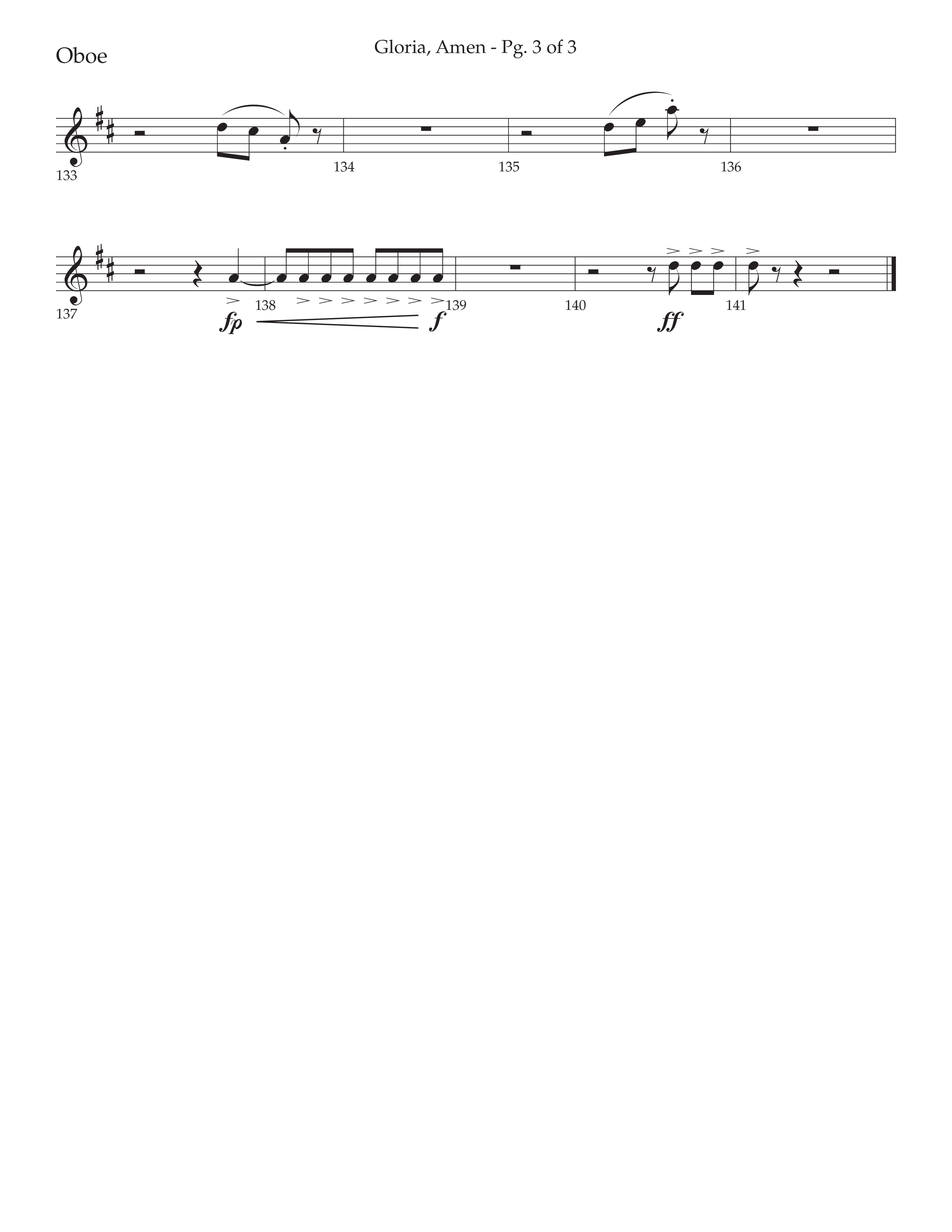 Gloria Amen (Choral Anthem SATB) Oboe (Lifeway Choral / Arr. John Bolin / Arr. Don Koch)