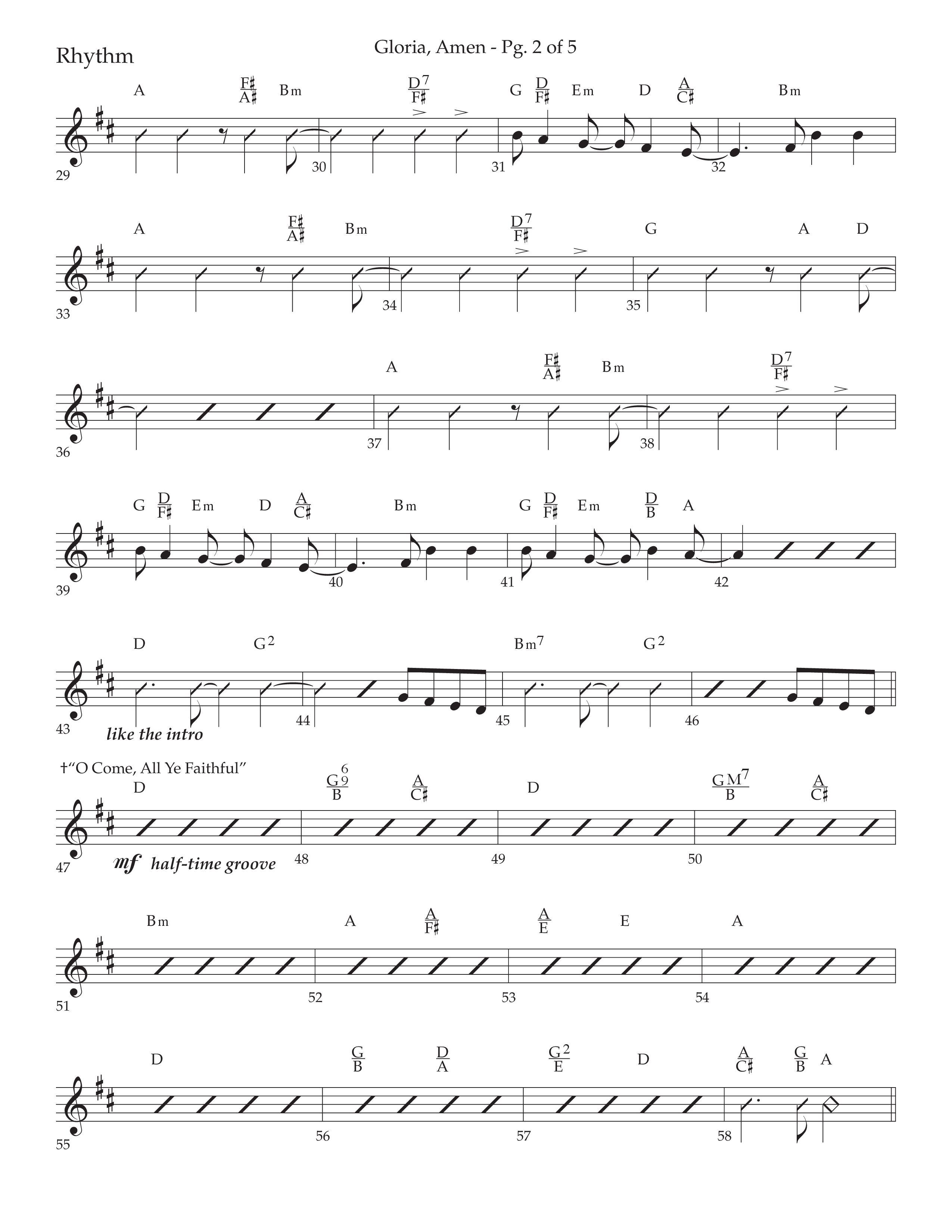 Gloria Amen (Choral Anthem SATB) Rhythm Chart (Lifeway Choral / Arr. John Bolin / Arr. Don Koch)