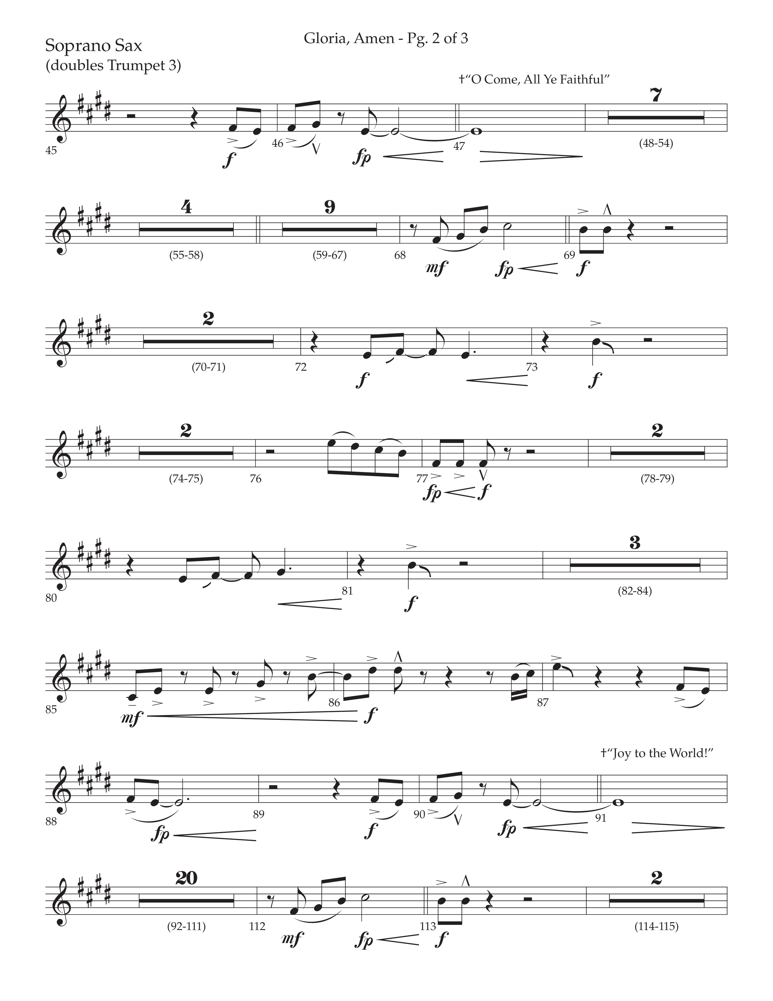 Gloria Amen (Choral Anthem SATB) Soprano Sax (Lifeway Choral / Arr. John Bolin / Arr. Don Koch)