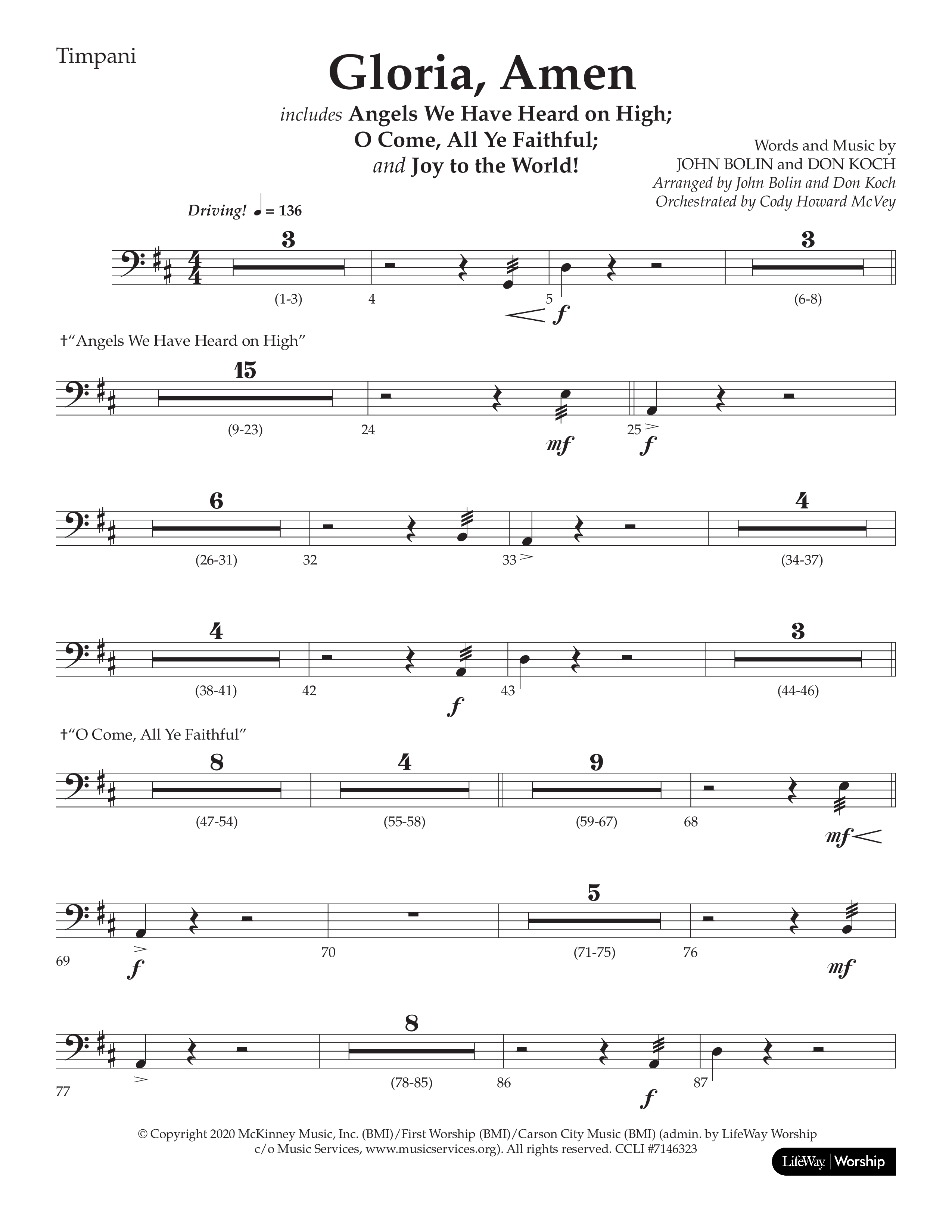 Gloria Amen (Choral Anthem SATB) Timpani (Lifeway Choral / Arr. John Bolin / Arr. Don Koch)
