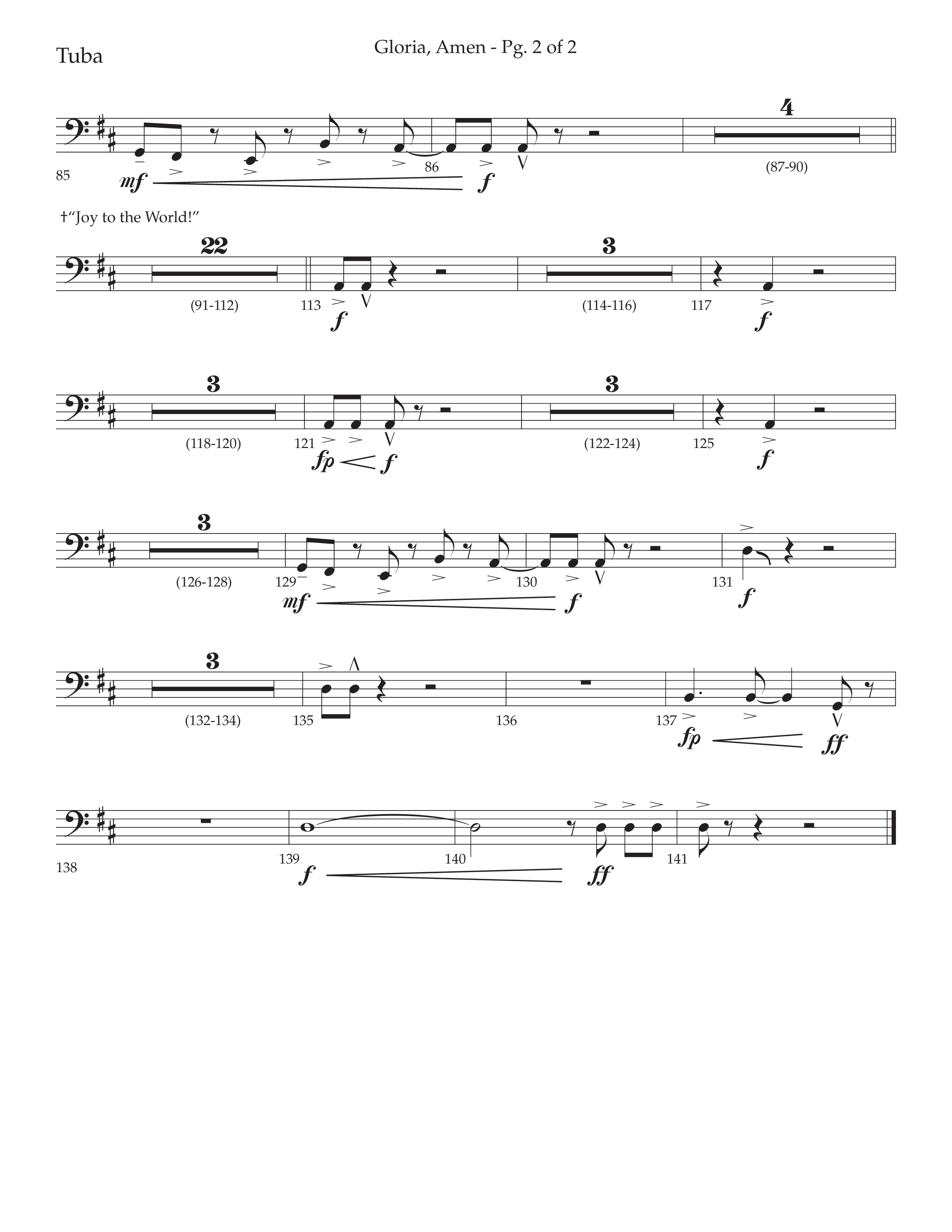 Gloria Amen (Choral Anthem SATB) Tuba (Lifeway Choral / Arr. John Bolin / Arr. Don Koch)