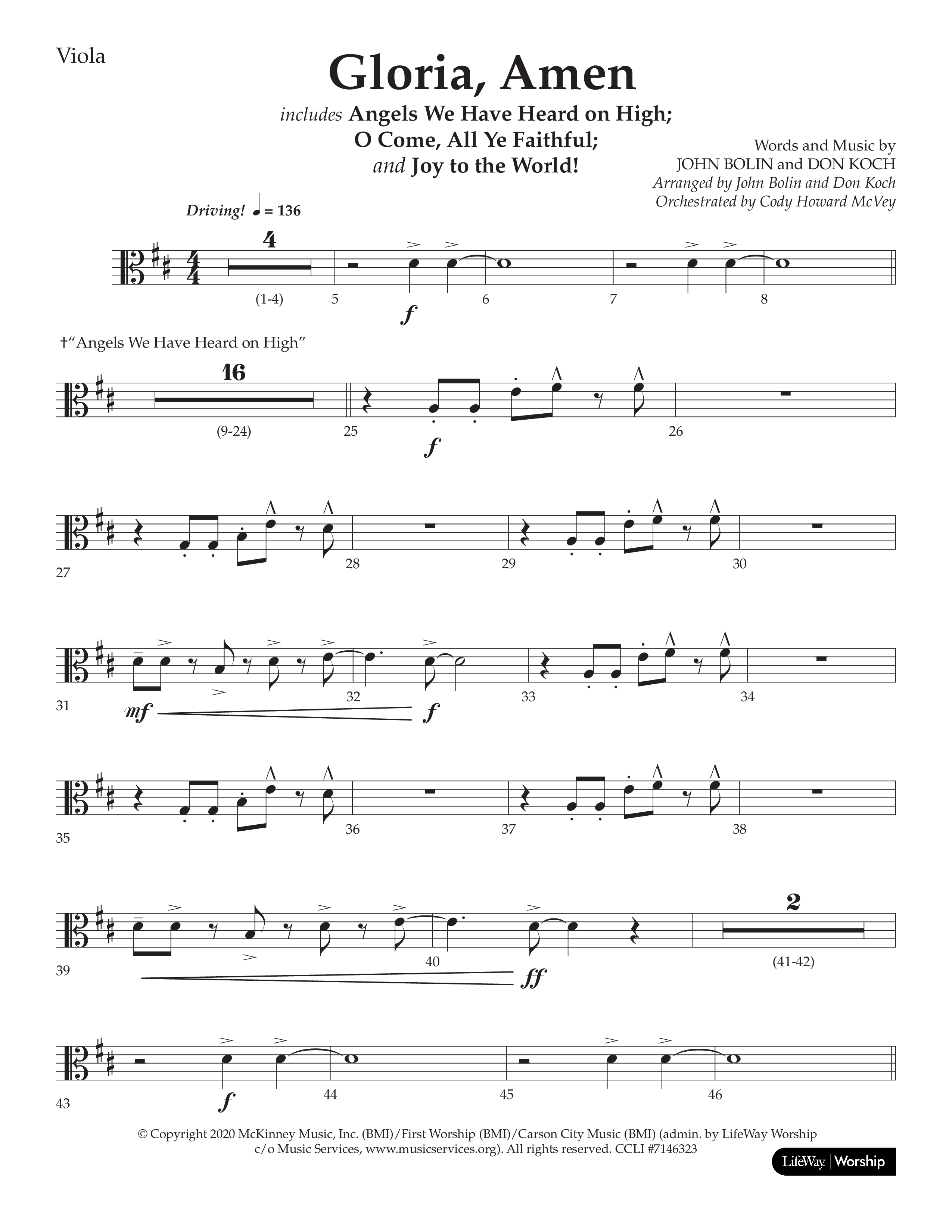 Gloria Amen (Choral Anthem SATB) Viola (Lifeway Choral / Arr. John Bolin / Arr. Don Koch)