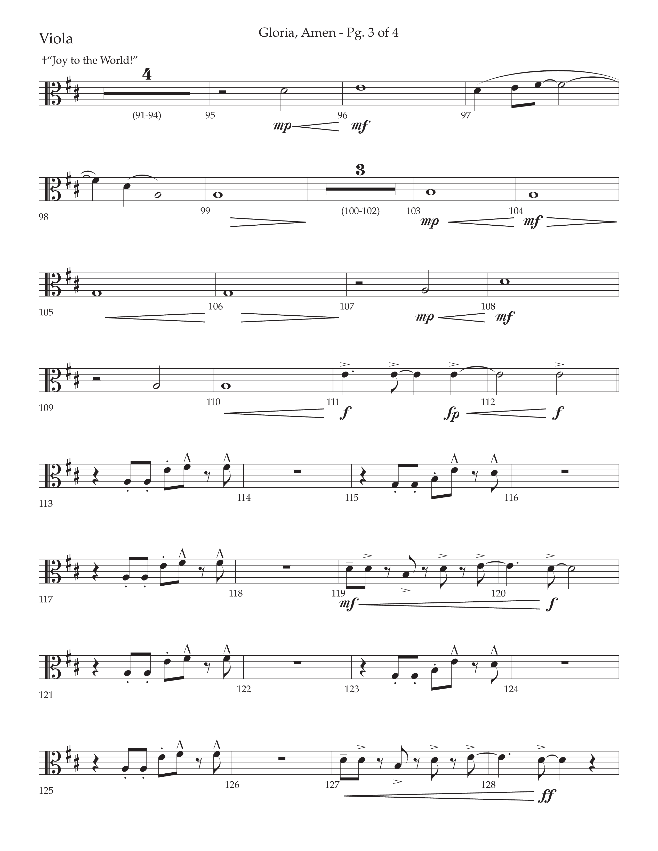 Gloria Amen (Choral Anthem SATB) Viola (Lifeway Choral / Arr. John Bolin / Arr. Don Koch)