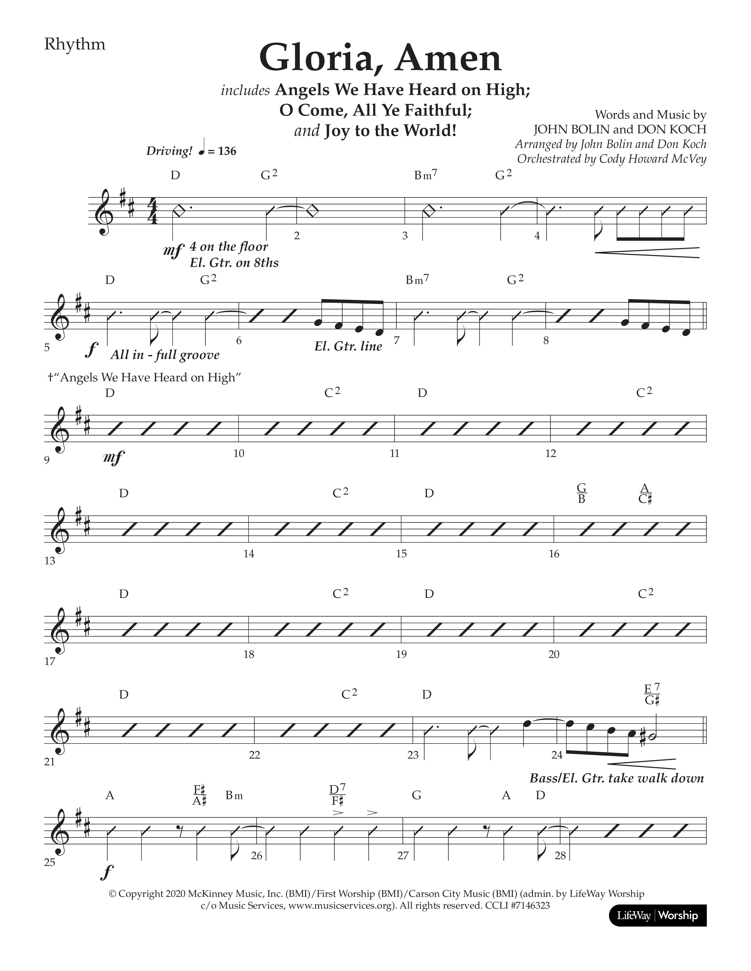 Gloria Amen (Choral Anthem SATB) Lead Melody & Rhythm (Lifeway Choral / Arr. John Bolin / Arr. Don Koch)