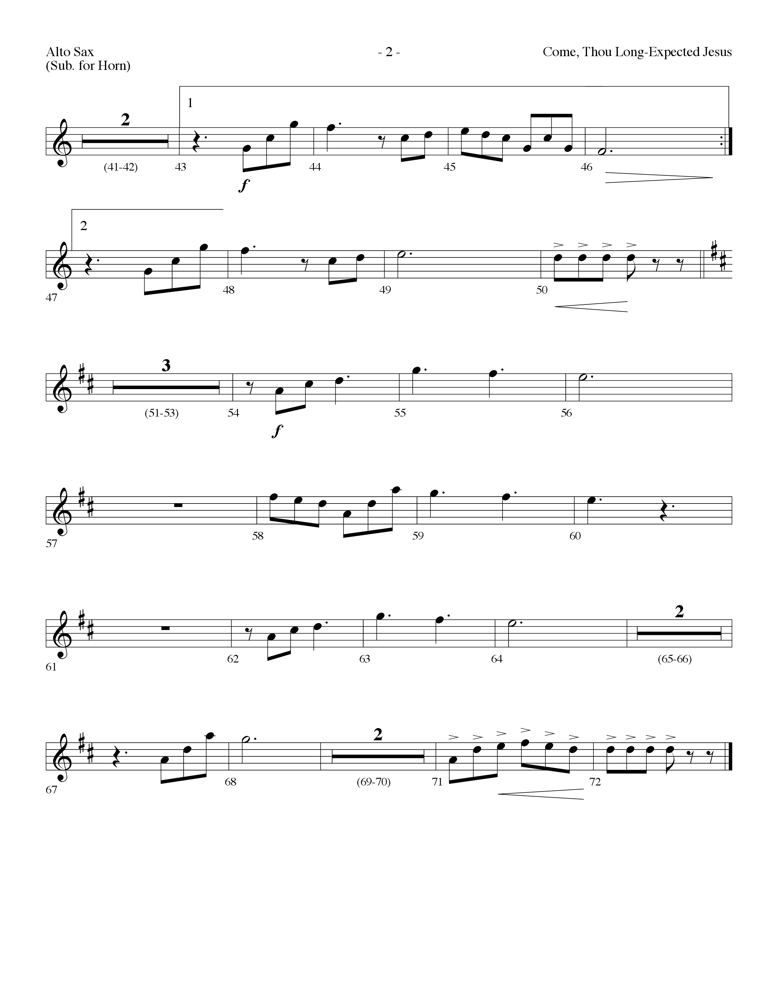 Come Thou Long-Expected Jesus (with You Have Come) (Choral Anthem SATB) Alto Sax (Lifeway Choral / Arr. Dennis Allen)