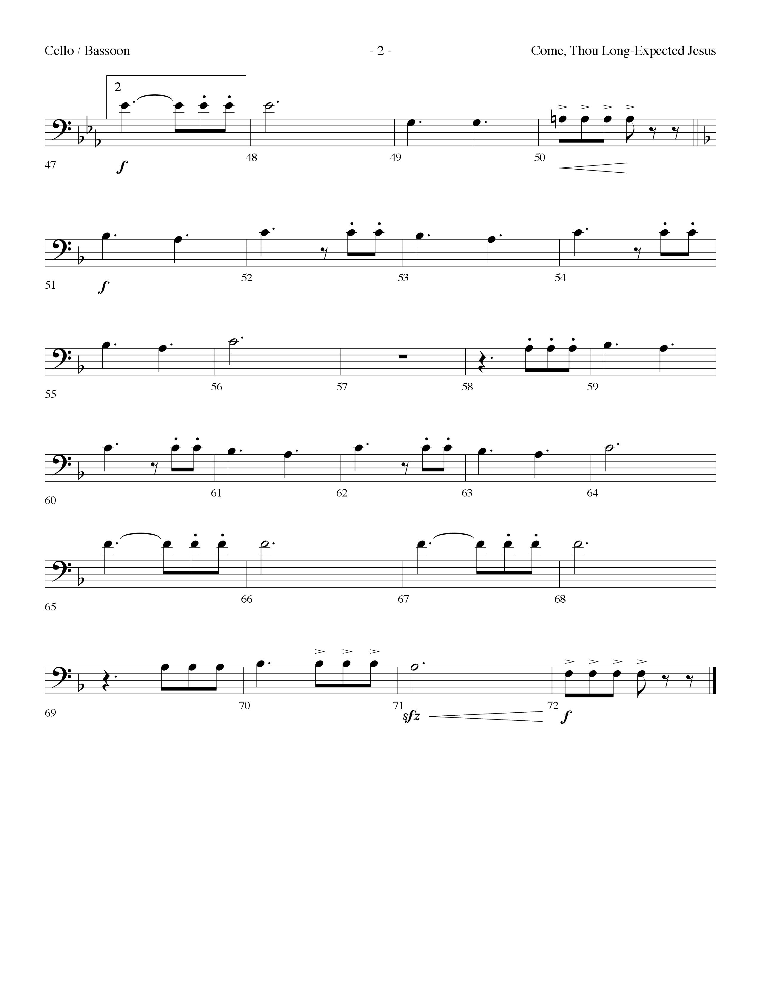 Come Thou Long-Expected Jesus (with You Have Come) (Choral Anthem SATB) Cello (Lifeway Choral / Arr. Dennis Allen)