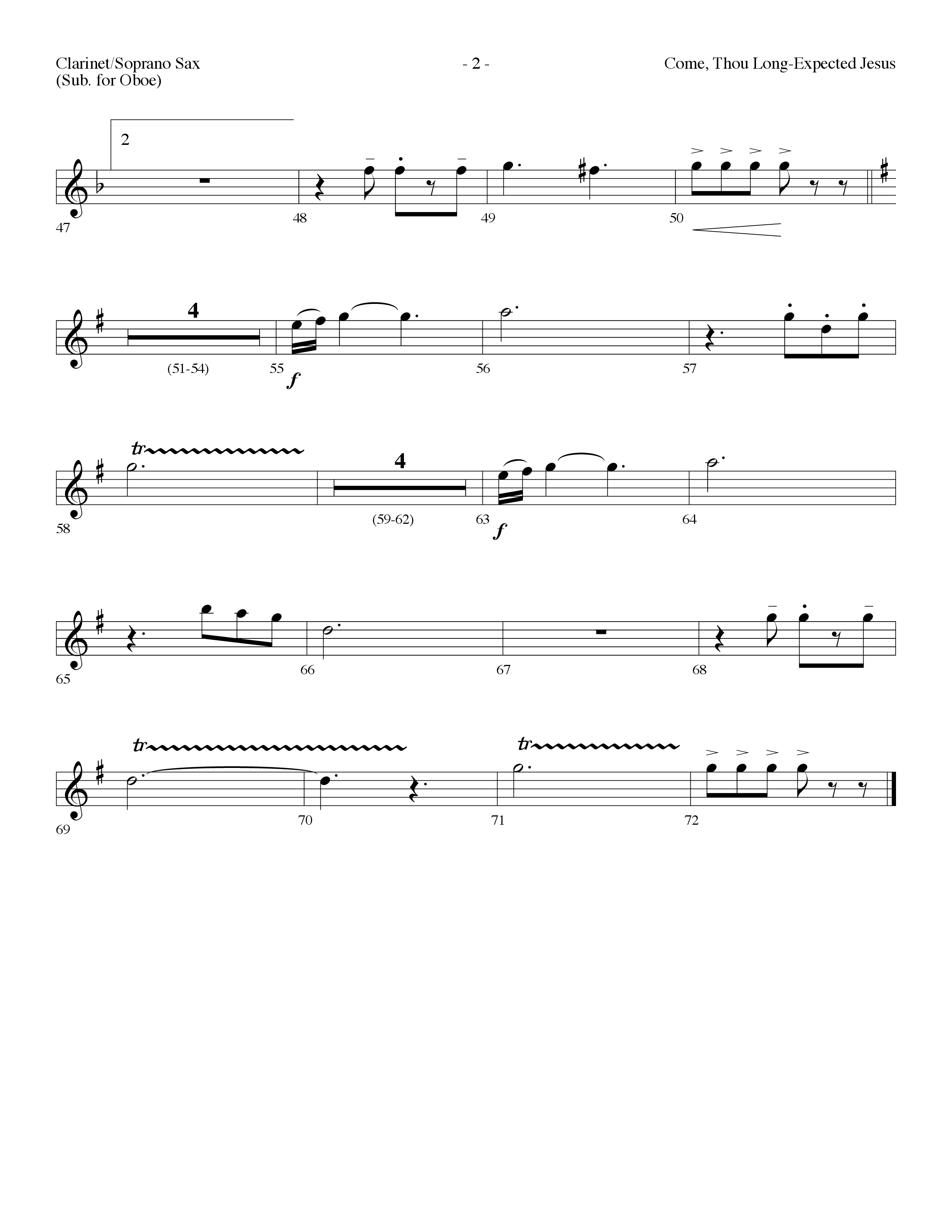 Come Thou Long-Expected Jesus (with You Have Come) (Choral Anthem SATB) Clarinet/Soprano Sax (Lifeway Choral / Arr. Dennis Allen)