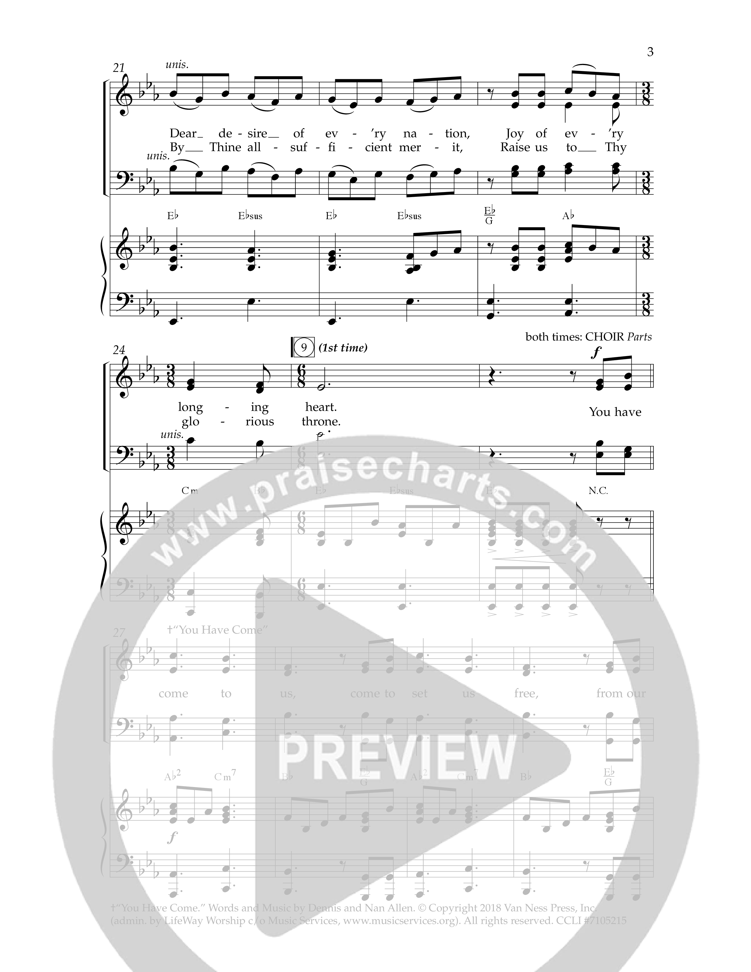 Come Thou Long-Expected Jesus (with You Have Come) (Choral Anthem SATB) Anthem (SATB/Piano) (Lifeway Choral / Arr. Dennis Allen)