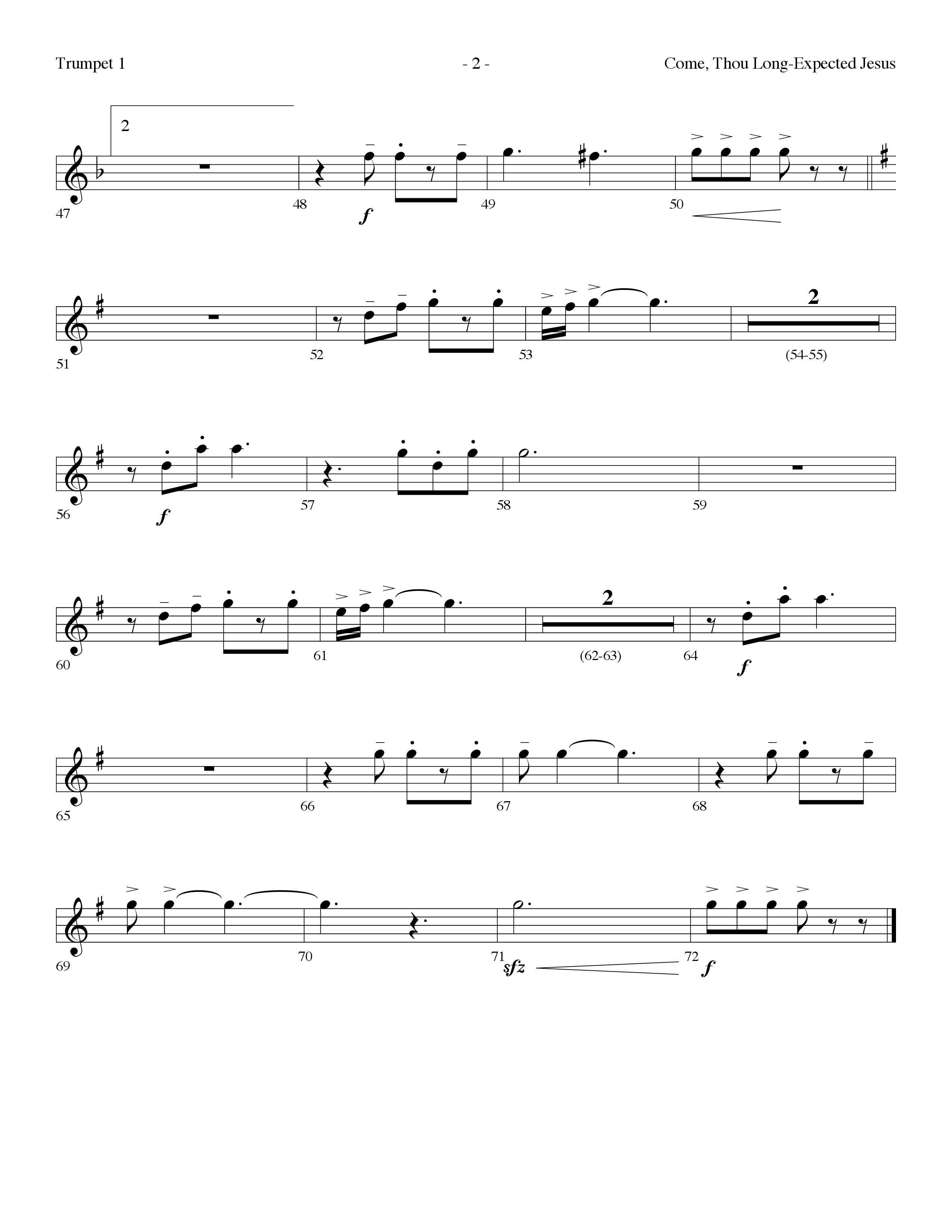 Come Thou Long-Expected Jesus (with You Have Come) (Choral Anthem SATB) Trumpet 1 (Lifeway Choral / Arr. Dennis Allen)