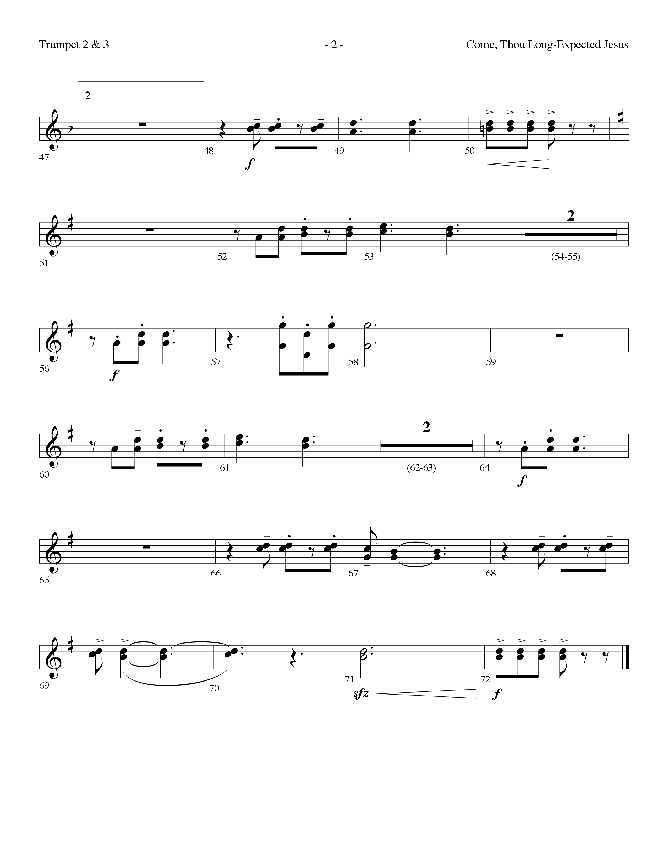 Come Thou Long-Expected Jesus (with You Have Come) (Choral Anthem SATB) Trumpet 2/3 (Lifeway Choral / Arr. Dennis Allen)