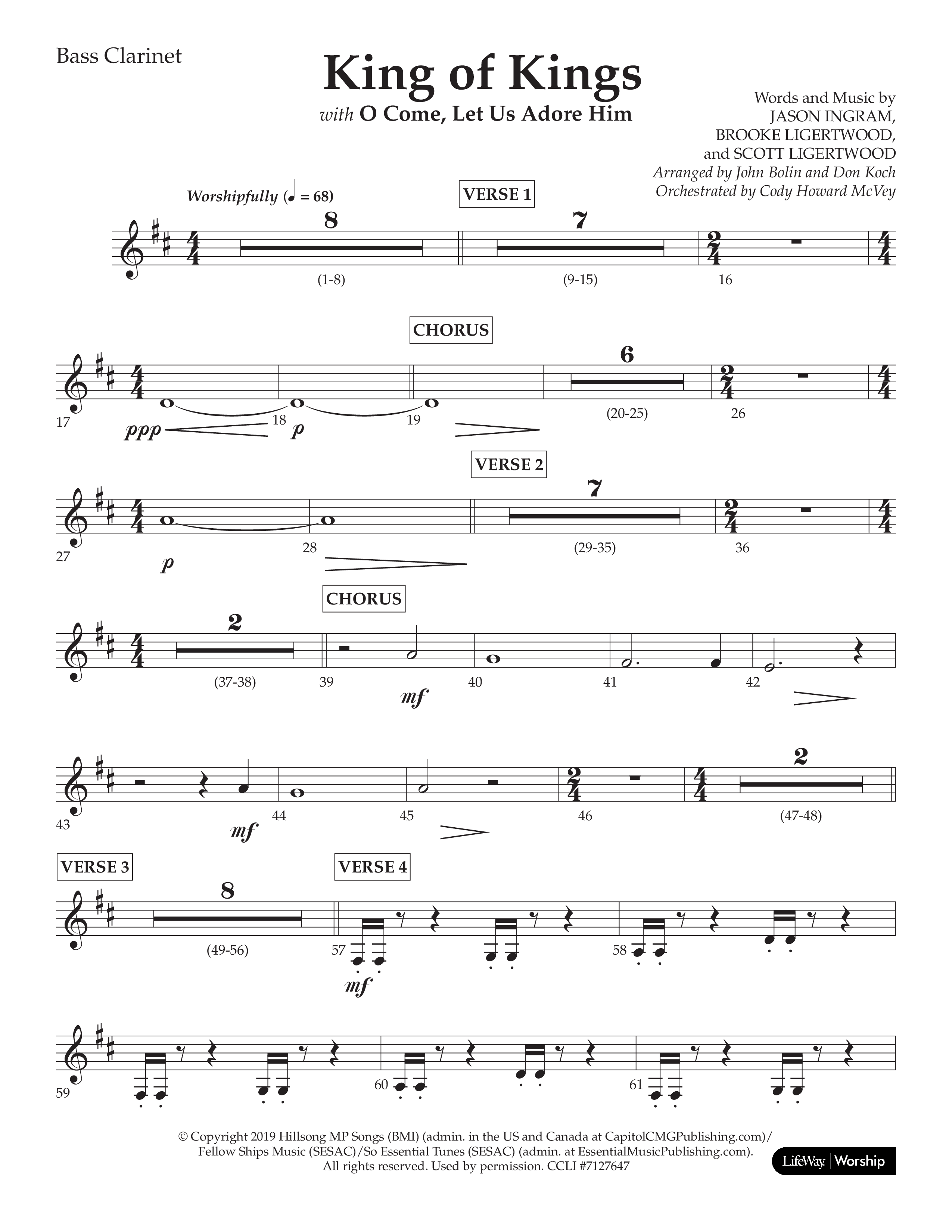 King Of Kings (with O Come Let Us Adore Him) (Choral Anthem SATB) Bass Clarinet (Arr. John Bolin / Arr. Don Koch)
