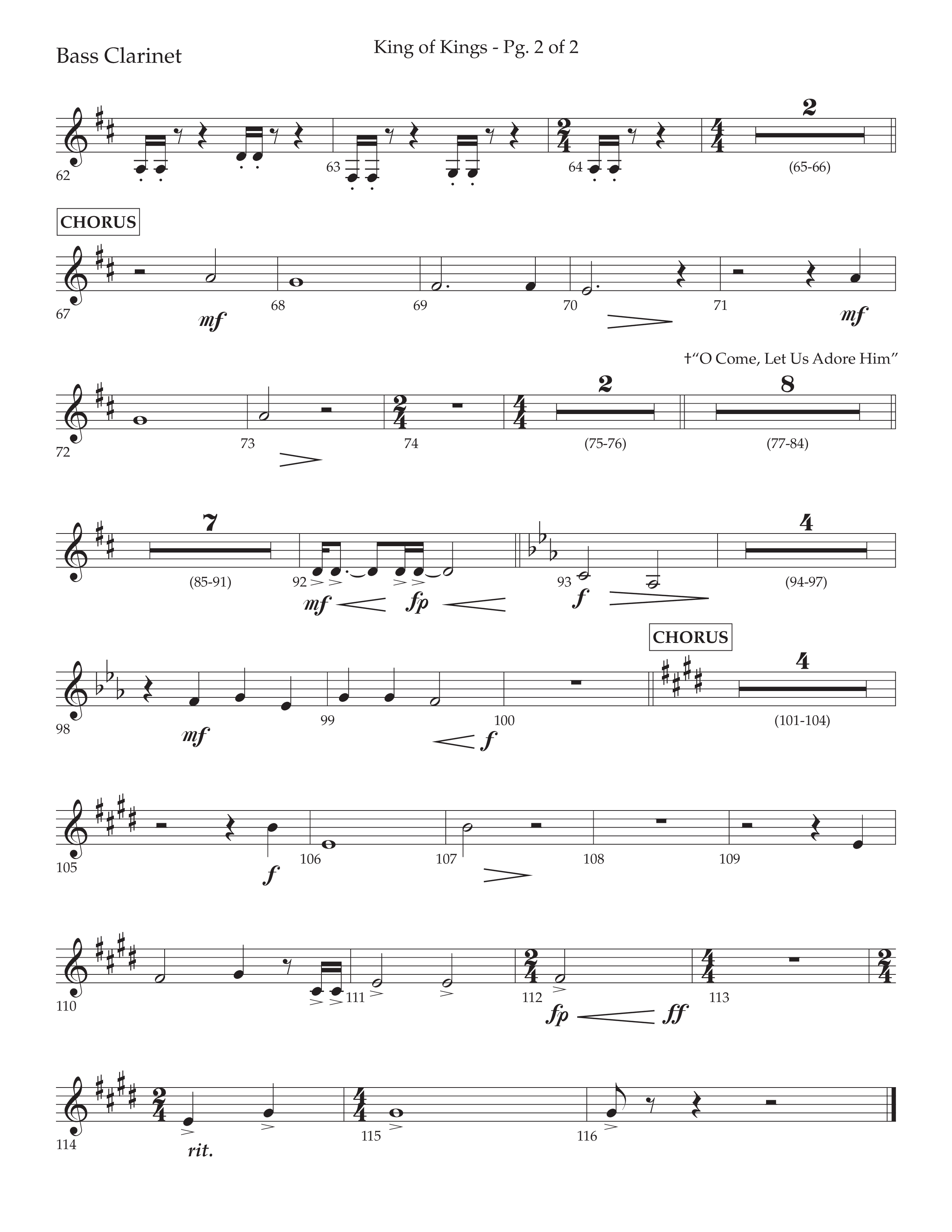 King Of Kings (with O Come Let Us Adore Him) (Choral Anthem SATB) Bass Clarinet (Arr. John Bolin / Arr. Don Koch)